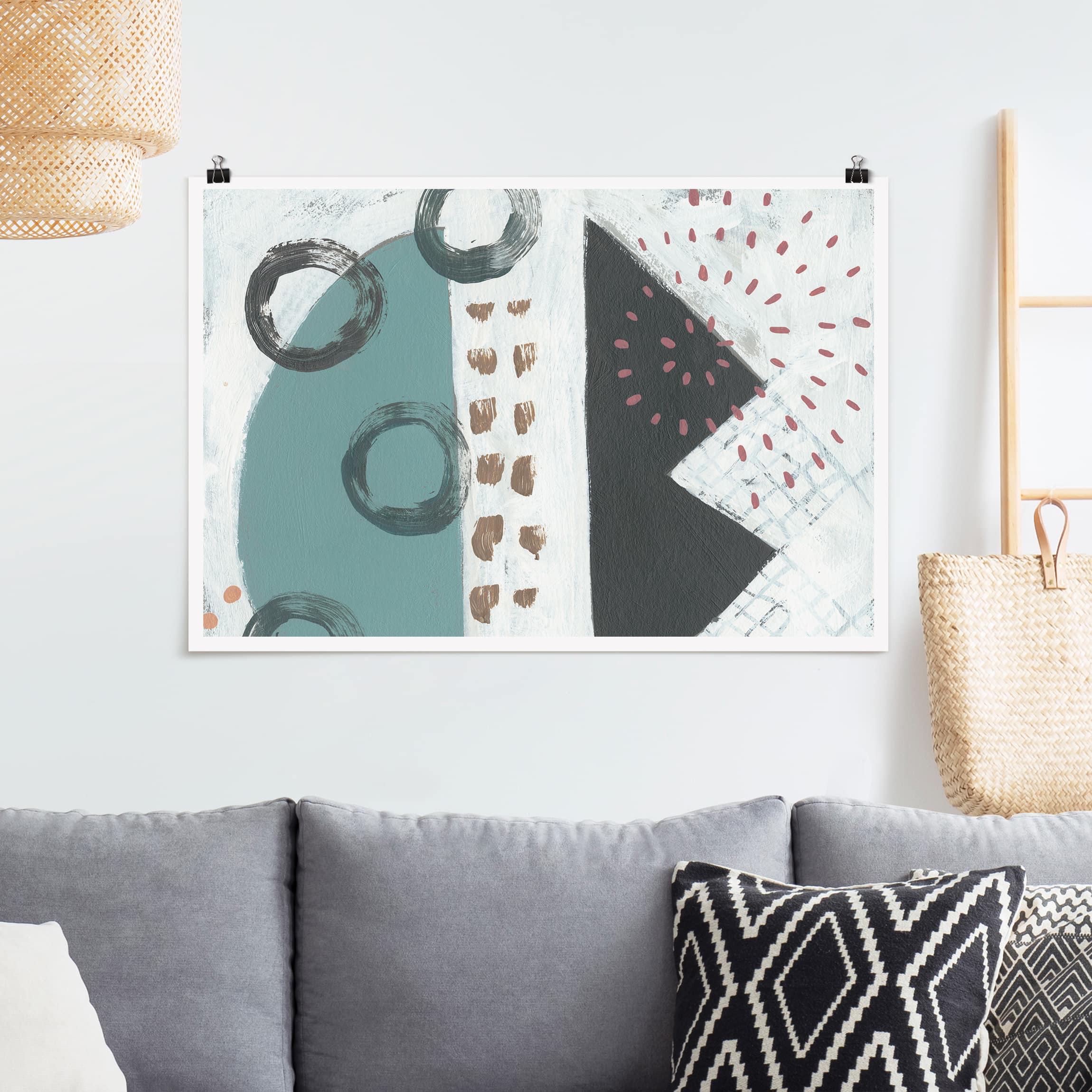 Poster - Querformat Karneval der Formen in Petrol III