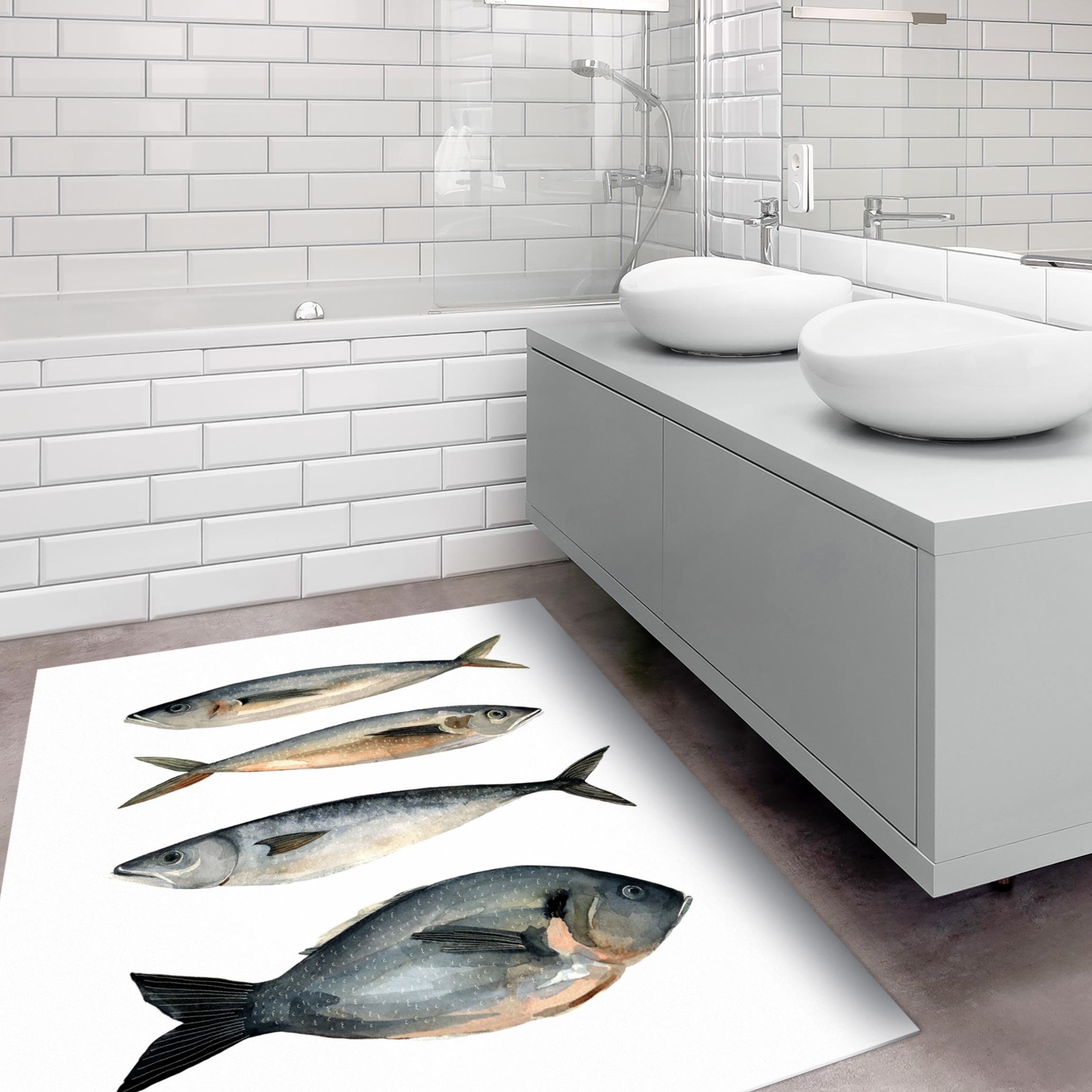 Vinylteppich Vier Fische in Aquarell I