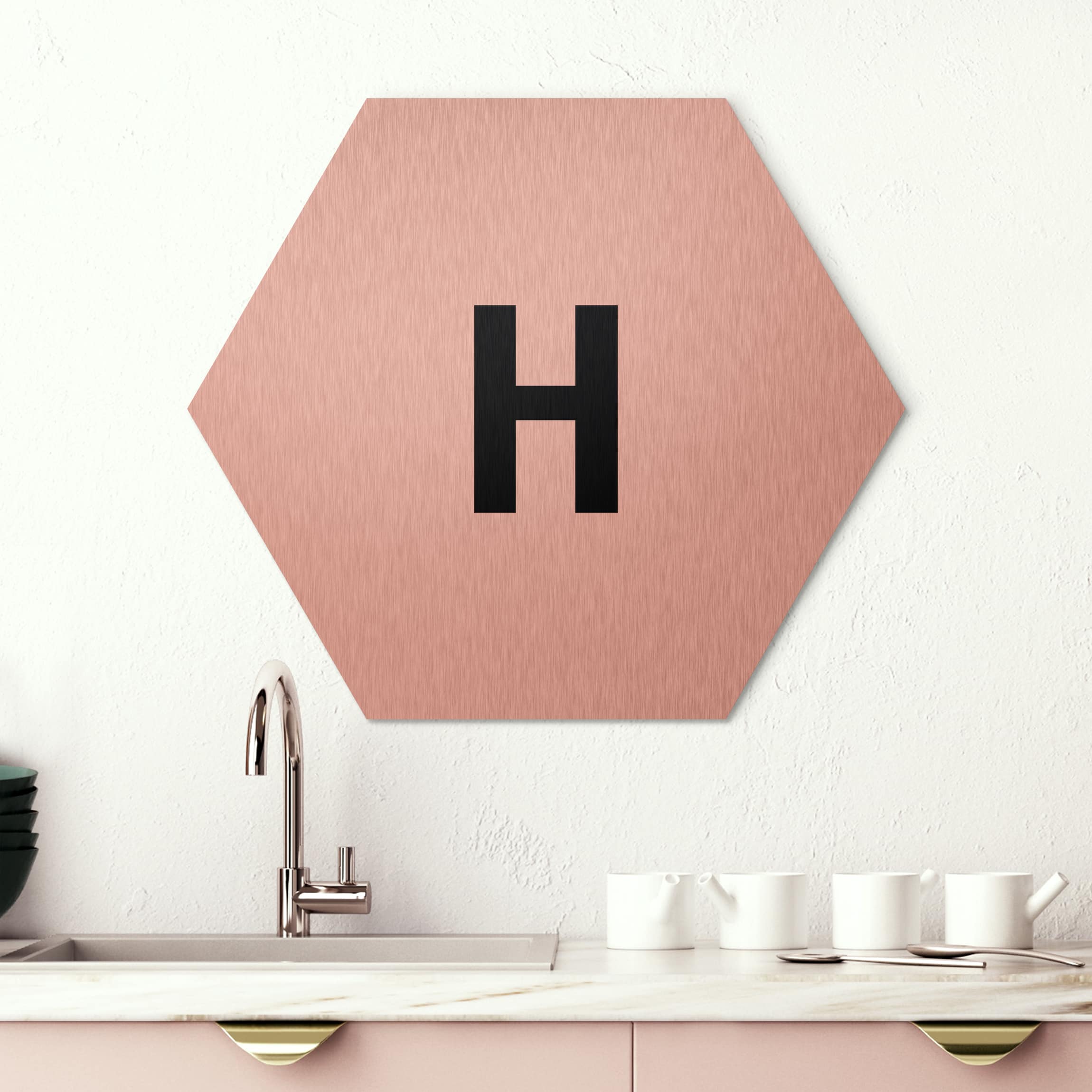 Hexagon-Alu-Dibond Bild Buchstabe Weiß H