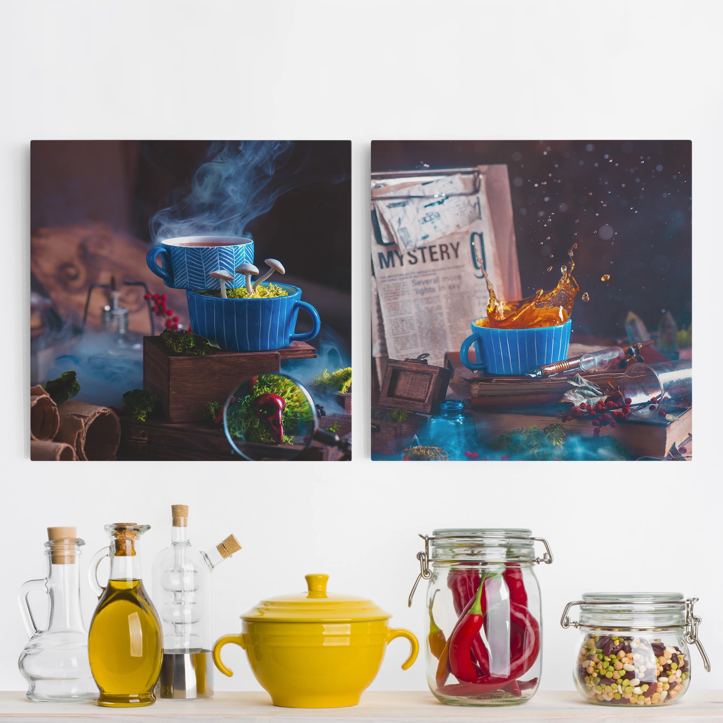 2-teiliges Leinwandbild Küche Geheimnisvolle Teetasse