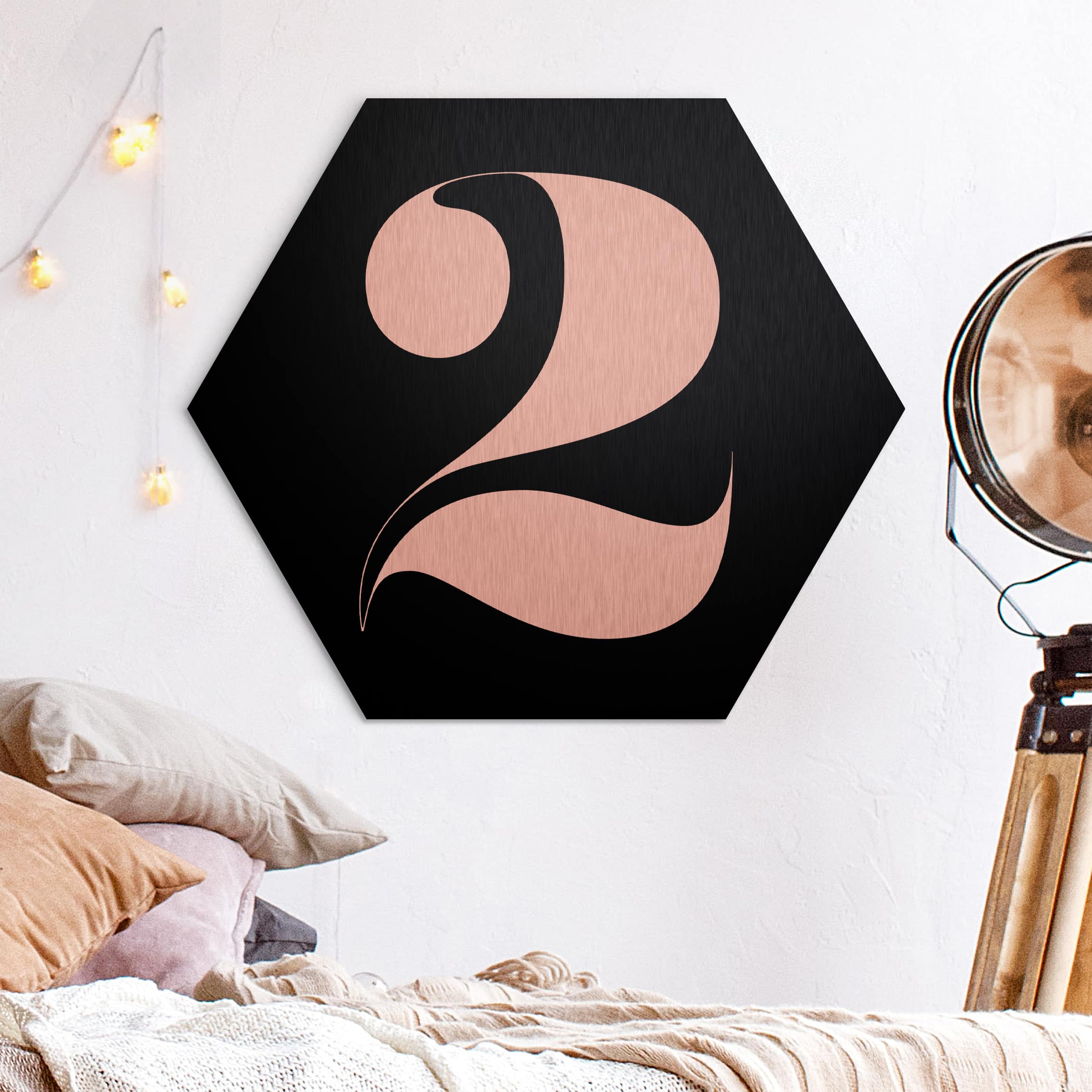 Hexagon-Alu-Dibond Bild Antiqua Zahl 2