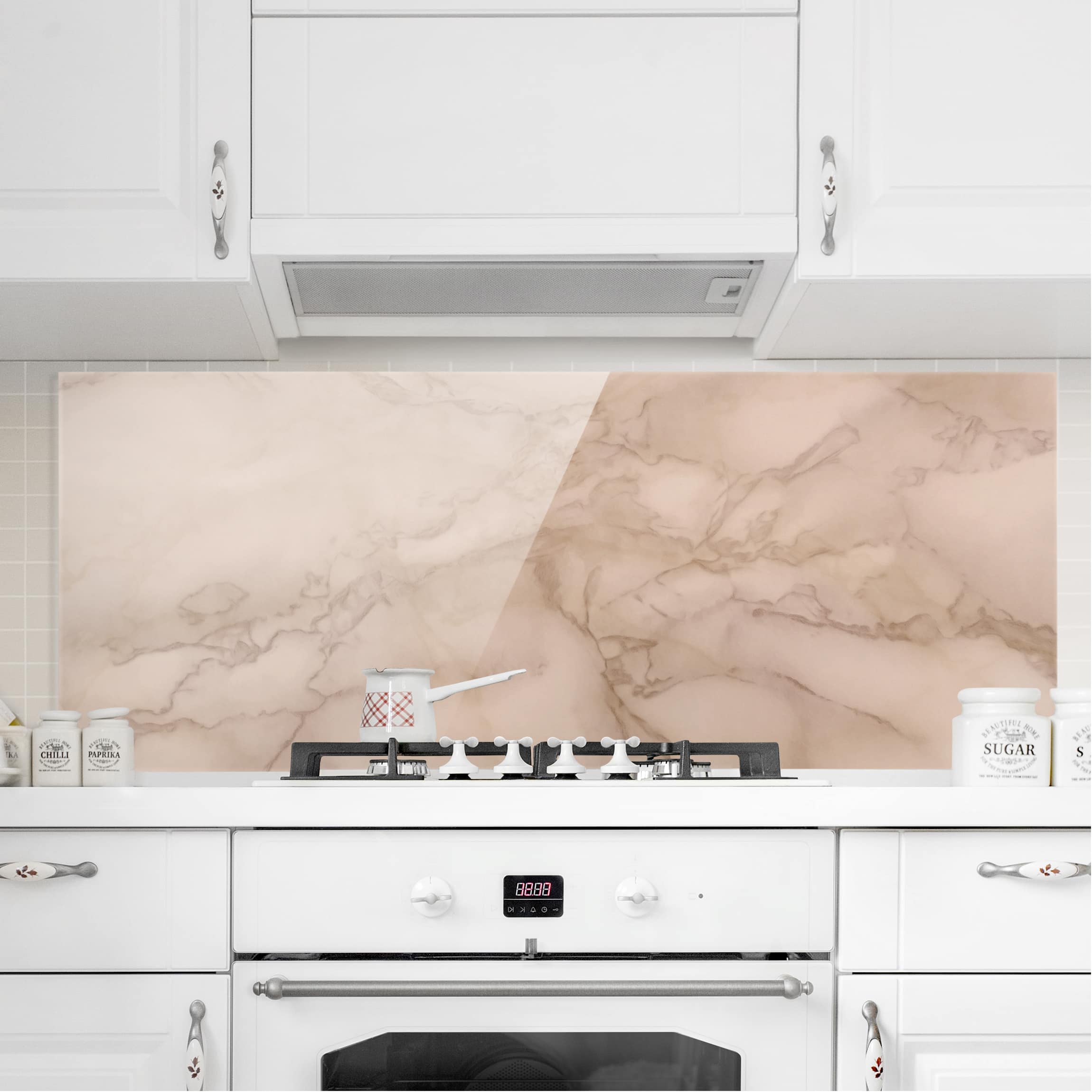 Glas Spritzschutz - Panorama Marmoroptik Grau Braun