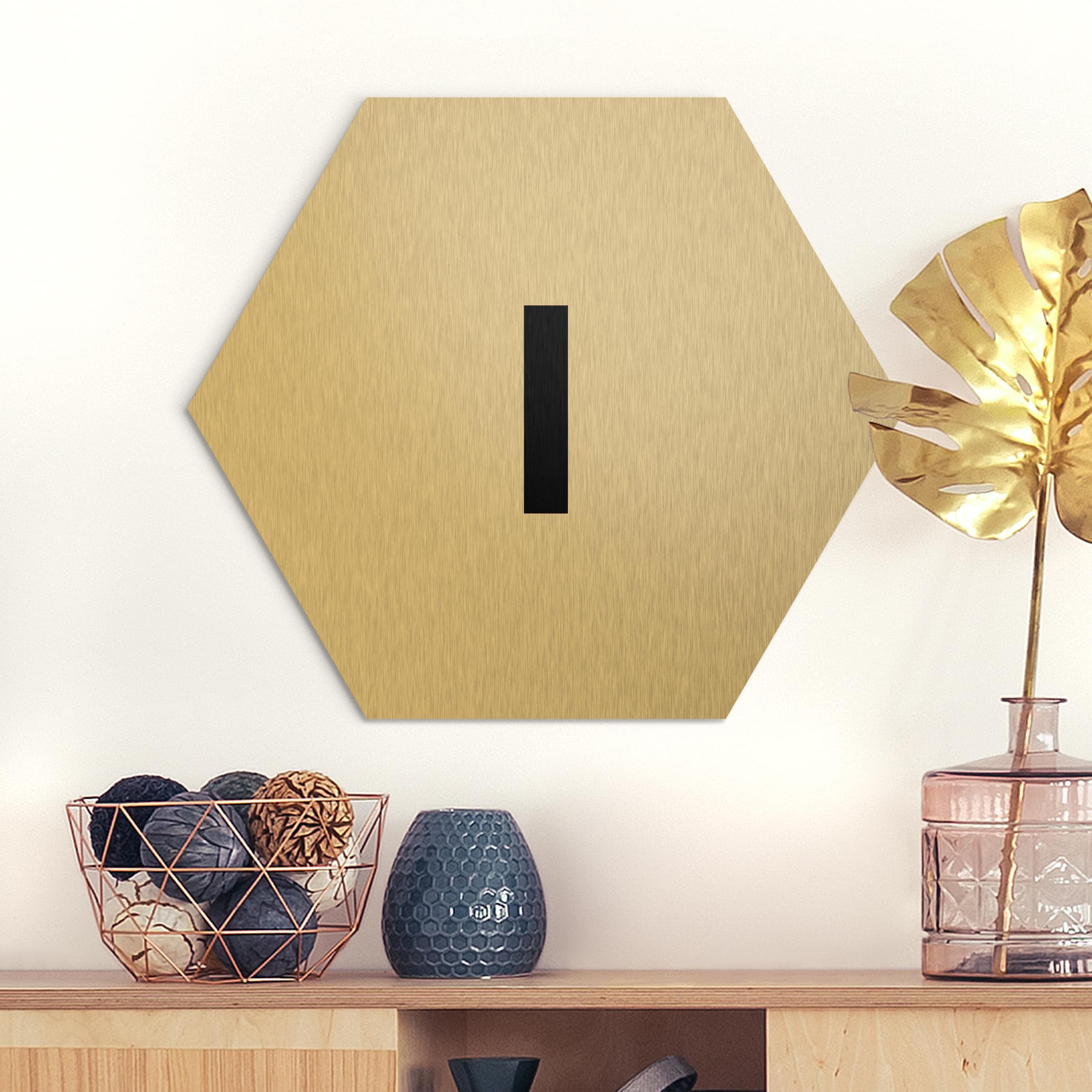 Hexagon-Alu-Dibond Bild Buchstabe Weiß I