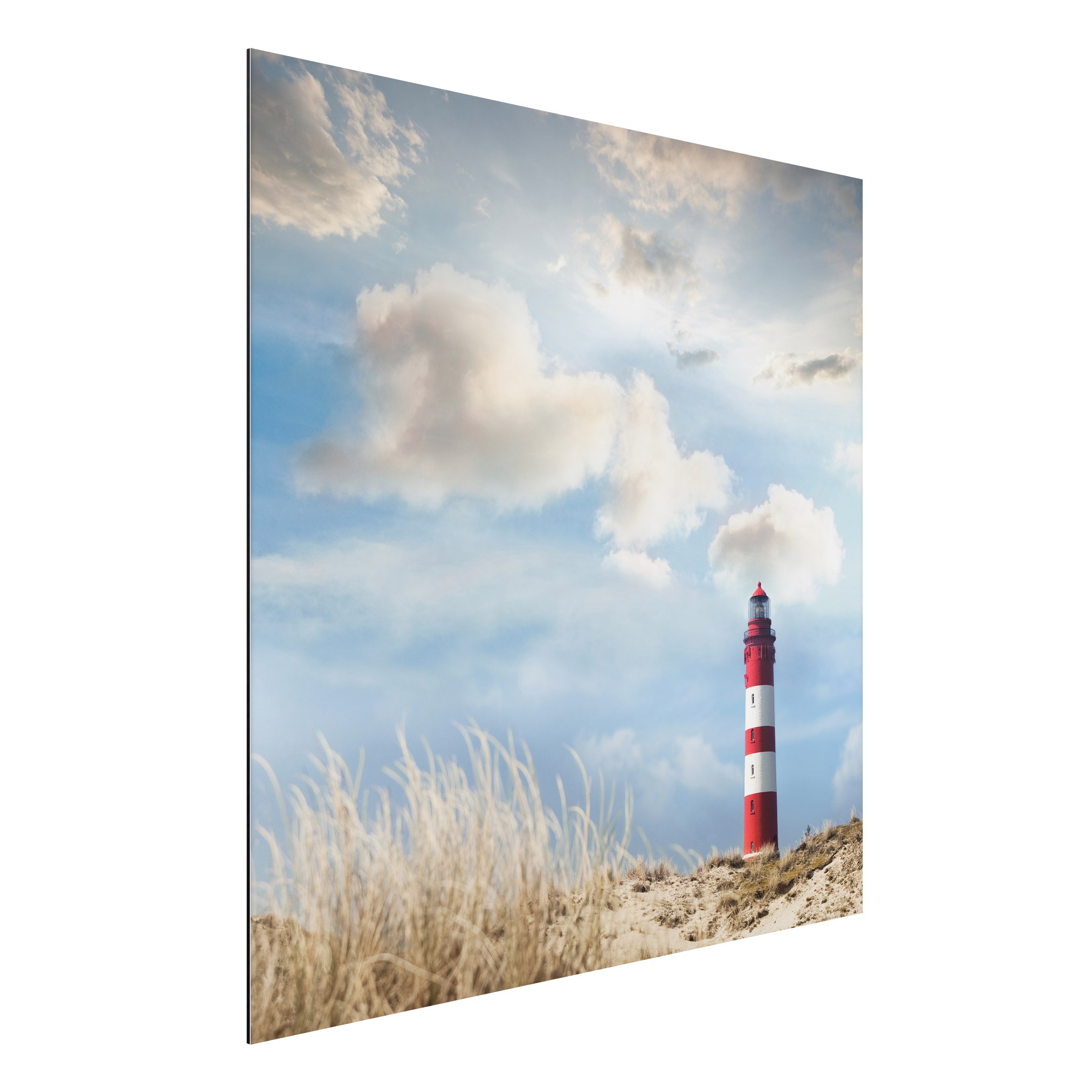 Alu-Dibond Outdoor Bild Leuchtturm in den Dünen