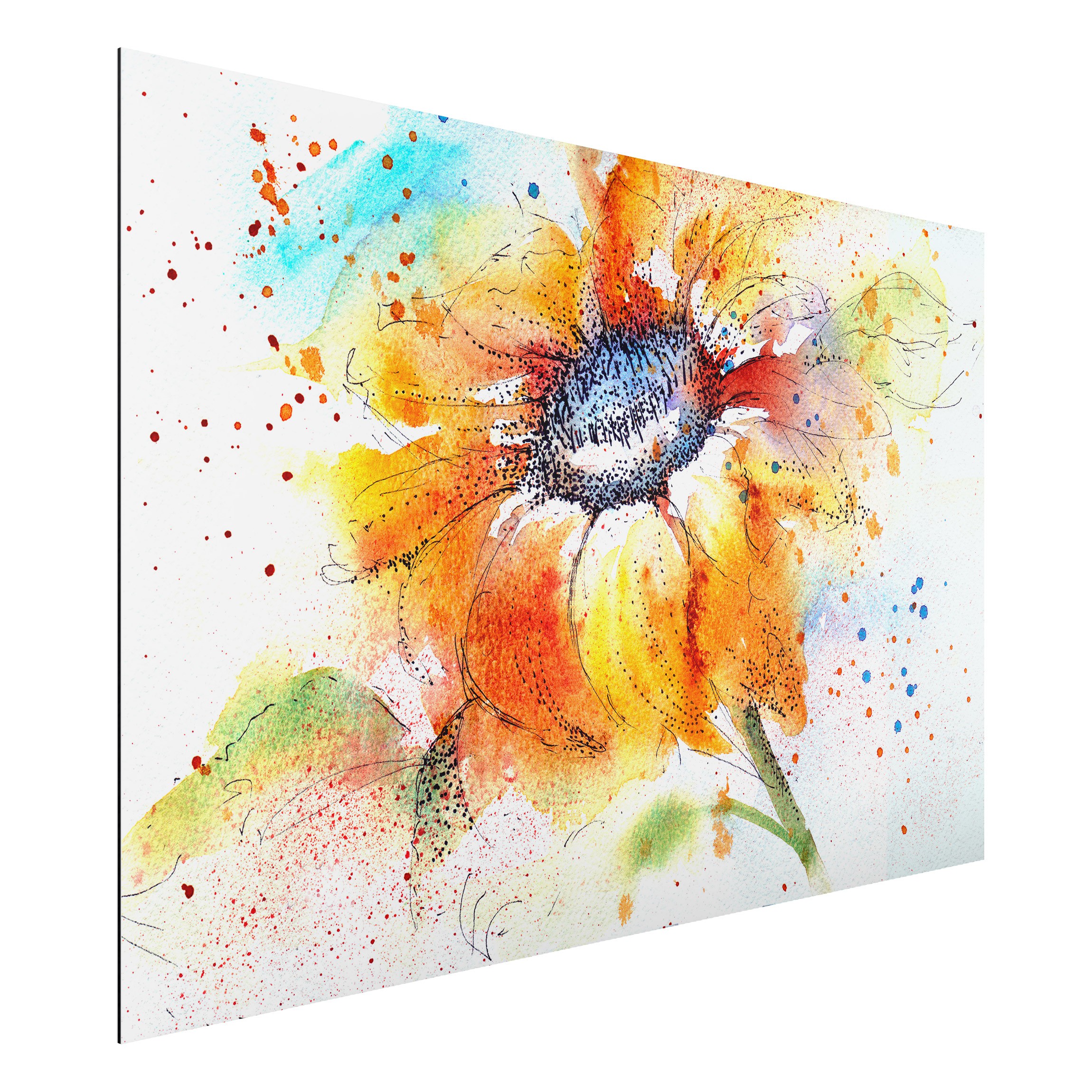 Alu-Dibond Outdoor Bild Painted Sunflower