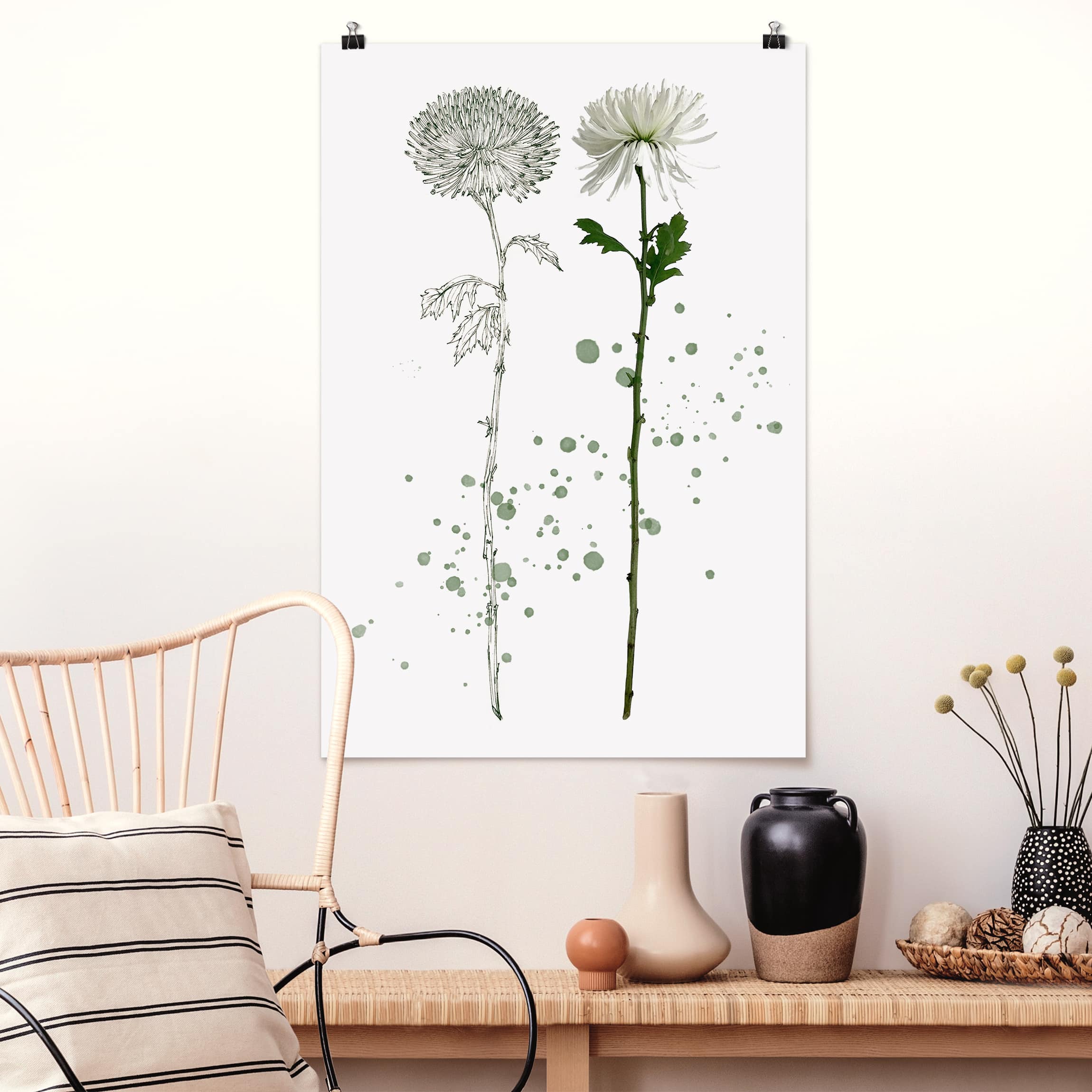 Poster - Hochformat Botanisches Aquarell - Löwenzahn
