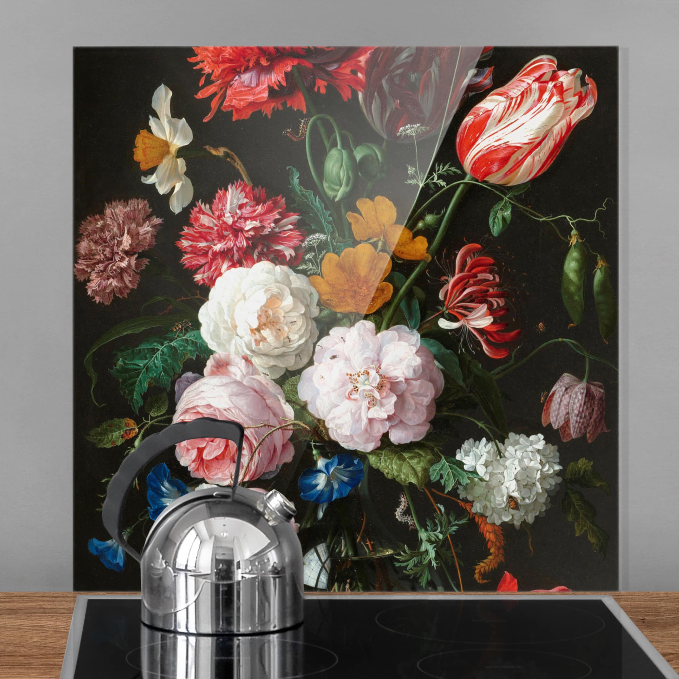 Spritzschutz Jan Davidsz de Heem - Stillleben mit Blumen in einer Glasvase