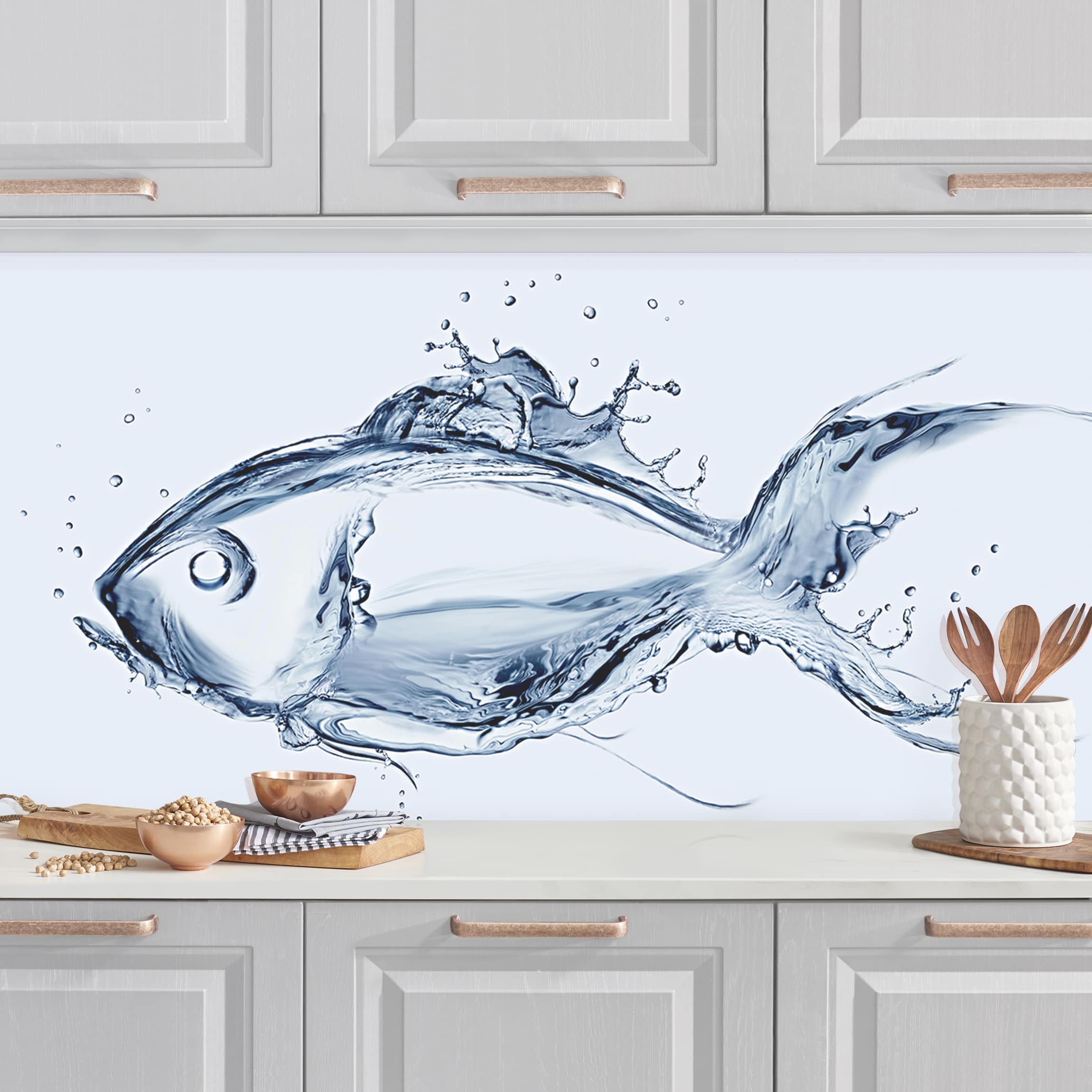 Küchenrückwand Liquid Silver Fish II