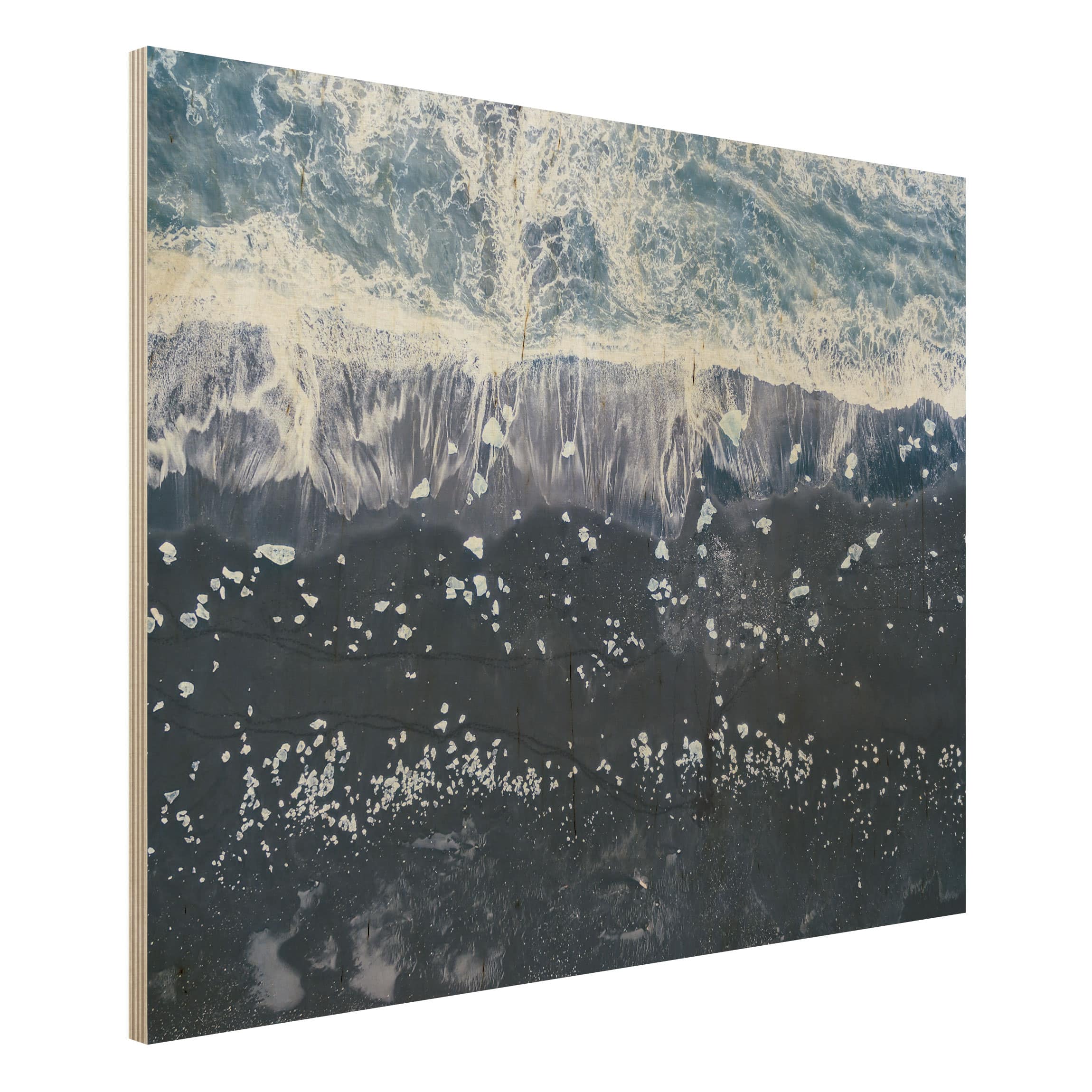 Holzbild - Querformat 4:3 Luftbild - Jökulsárlón in Island