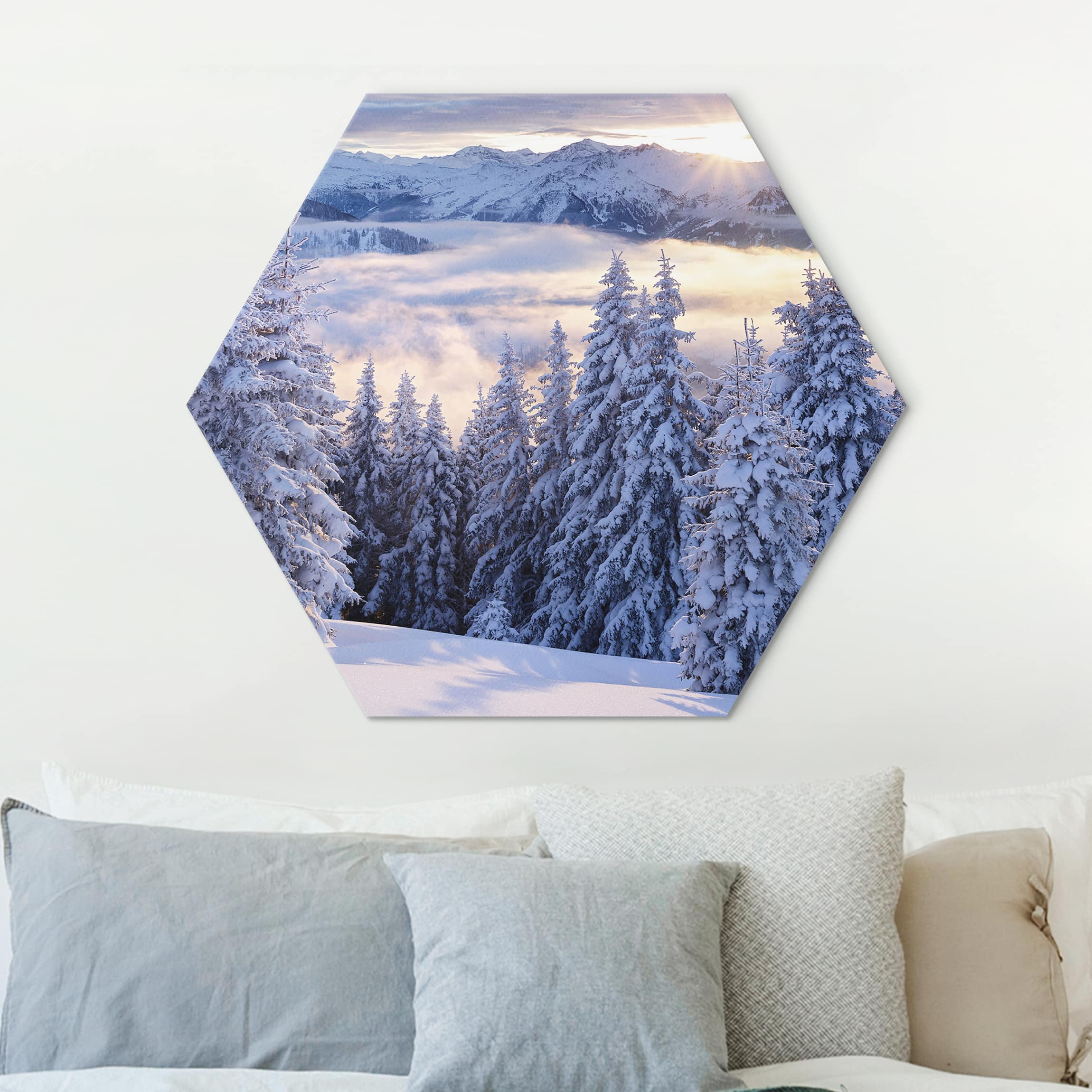 Hexagon-Alu-Dibond Bild Blick in die Hohen Tauern vom Kreuzkogel Österreich