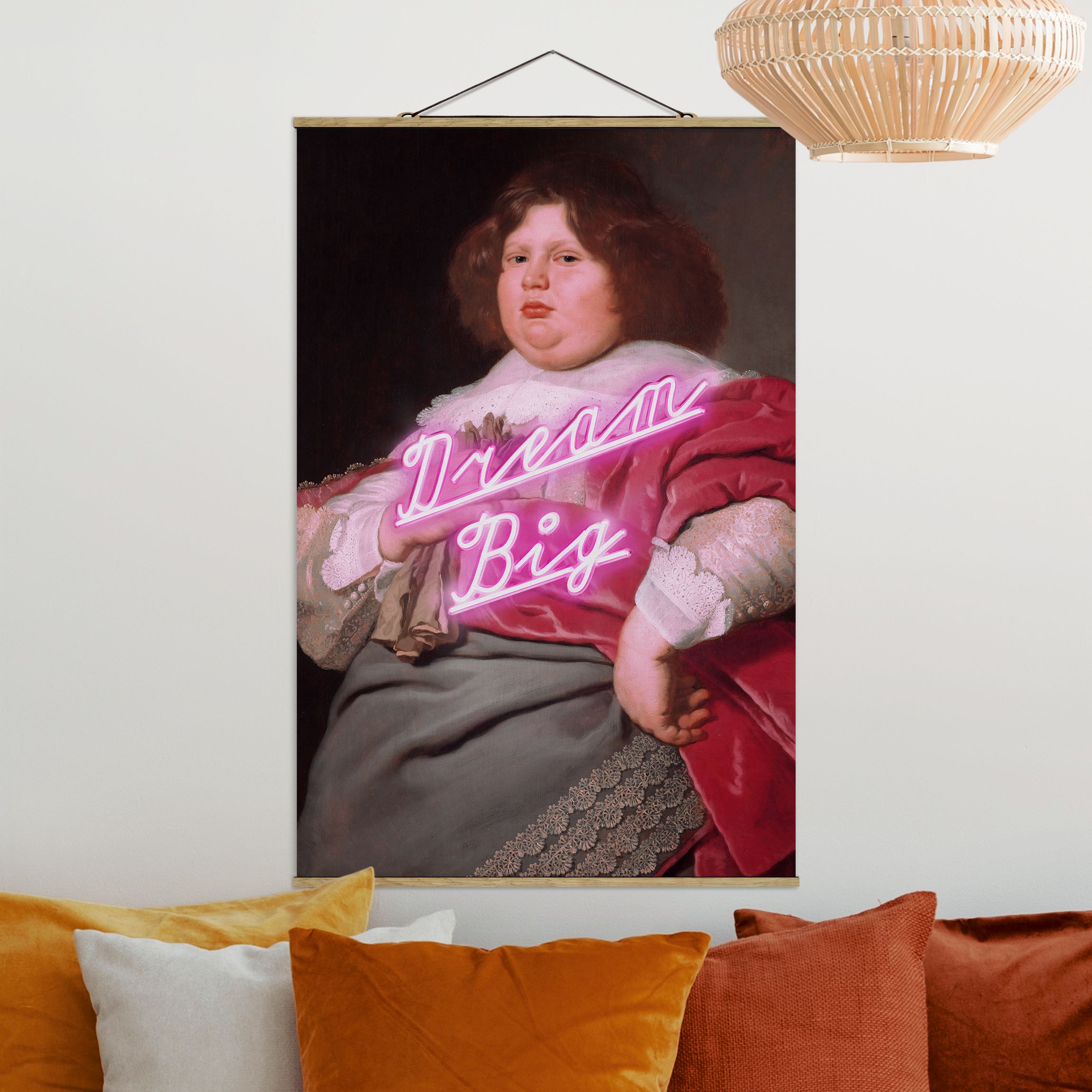 Stoffbild mit Posterleisten Gemälde Dream Big