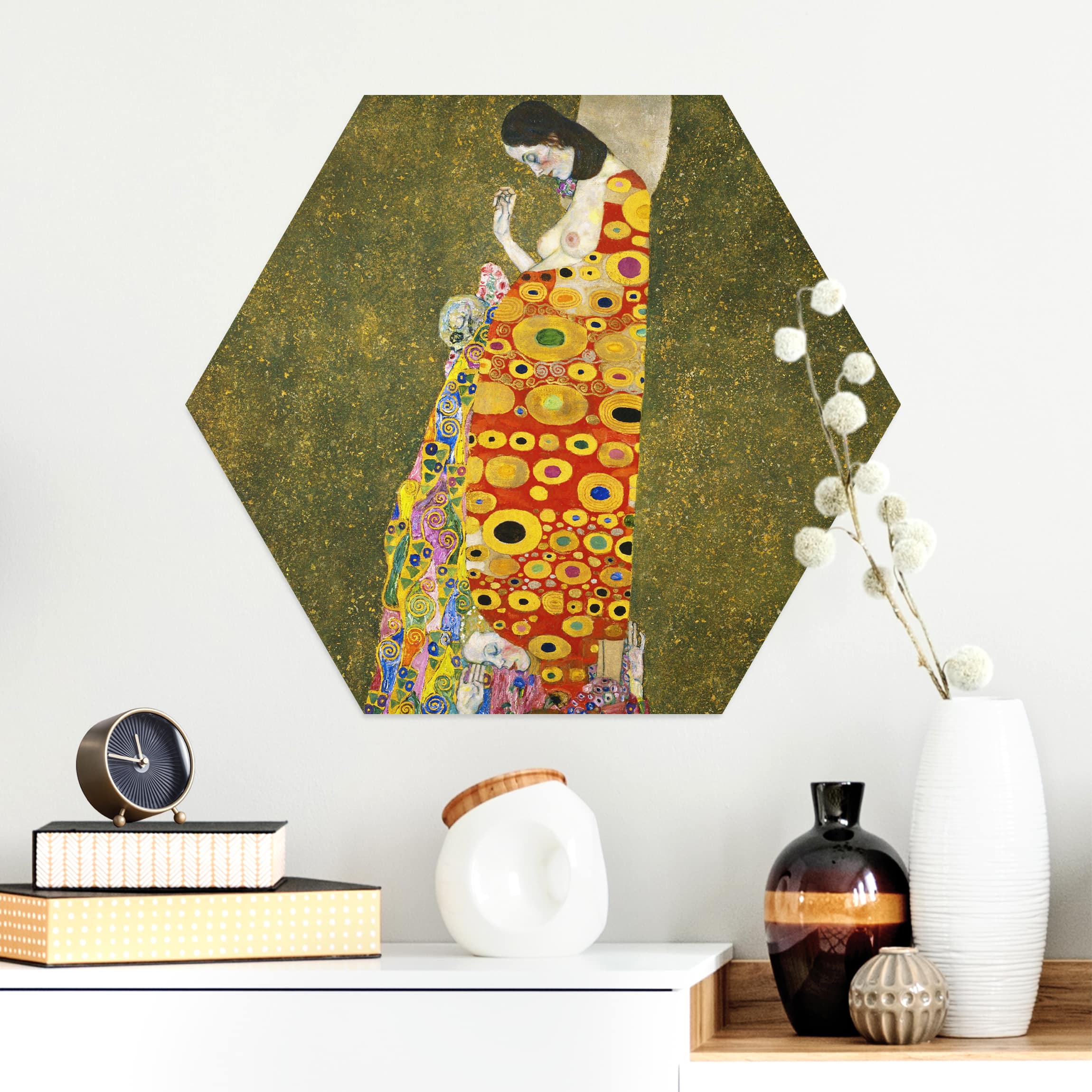 Hexagon-Alu-Dibond Bild Gustav Klimt - Die Hoffnung II