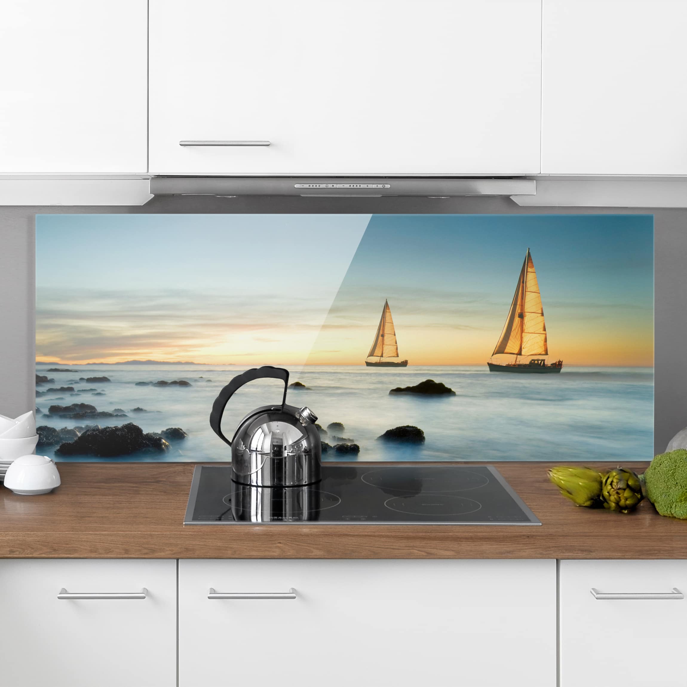 Glas Spritzschutz Segelschiffe im Ozean