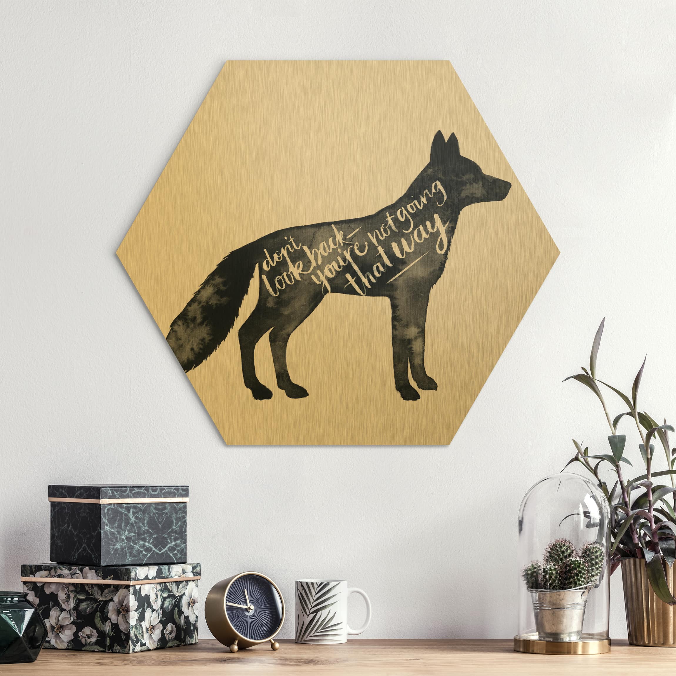 Hexagon-Alu-Dibond Bild Tiere mit Weisheit - Fuchs