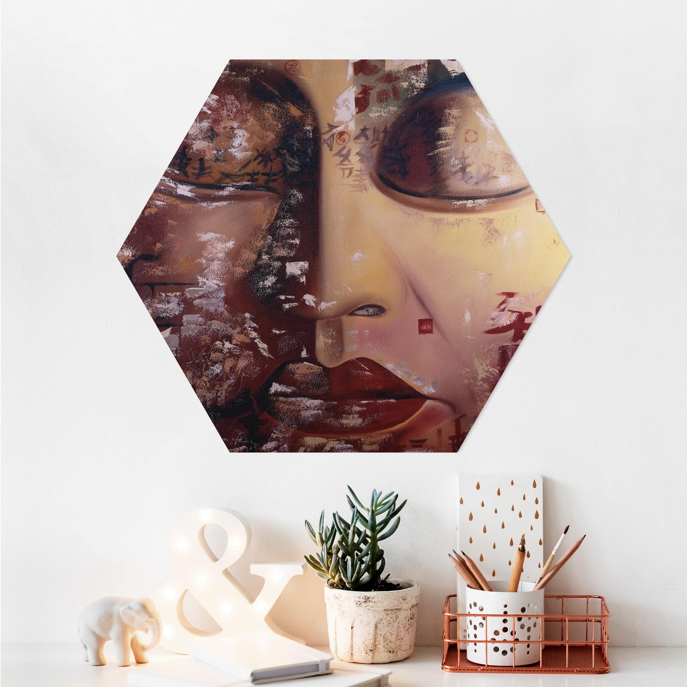 Hexagon-Alu-Dibond Bild Spirit Of Buddha