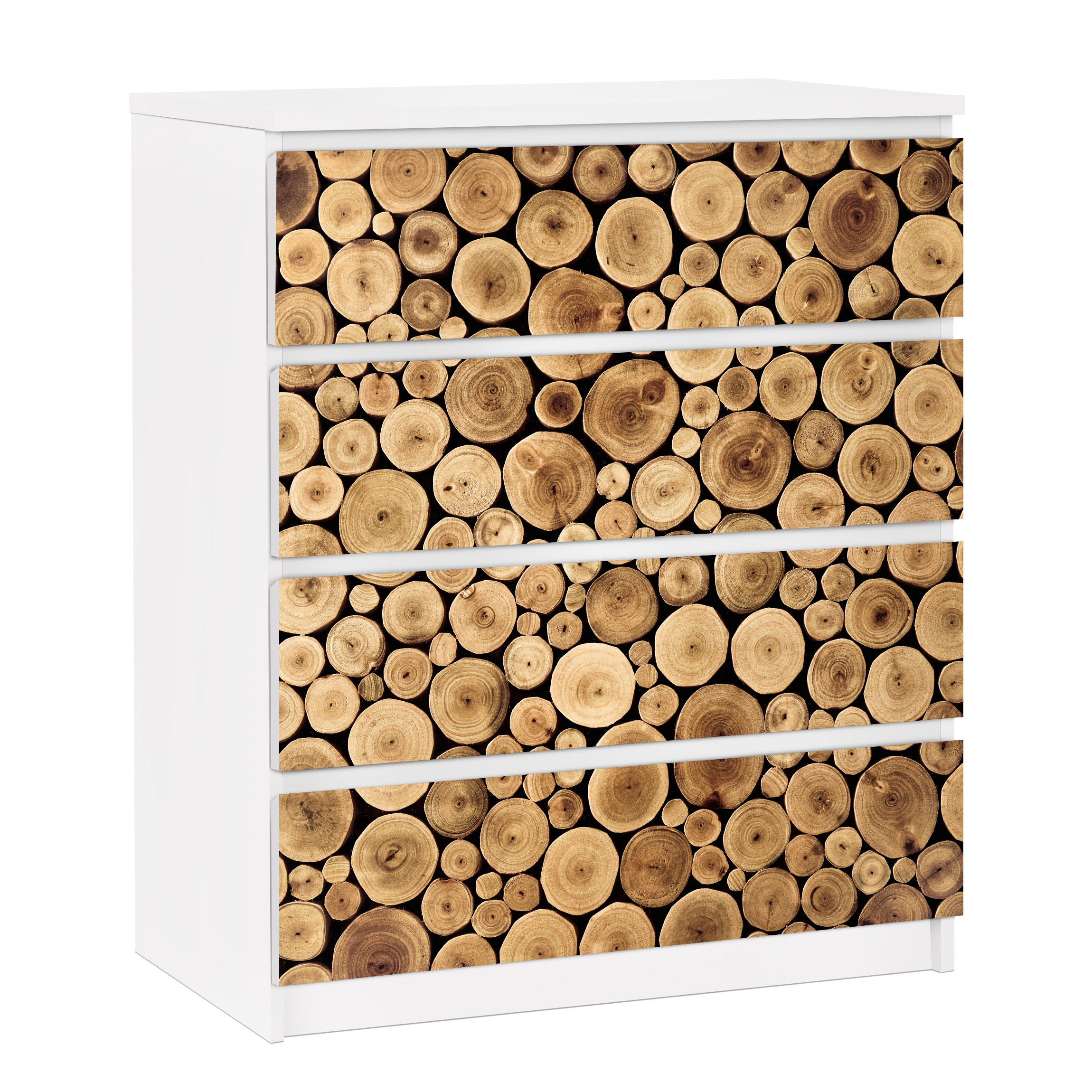 Möbelfolie für IKEA Malm Kommode 3 Schubladen Homey Firewood