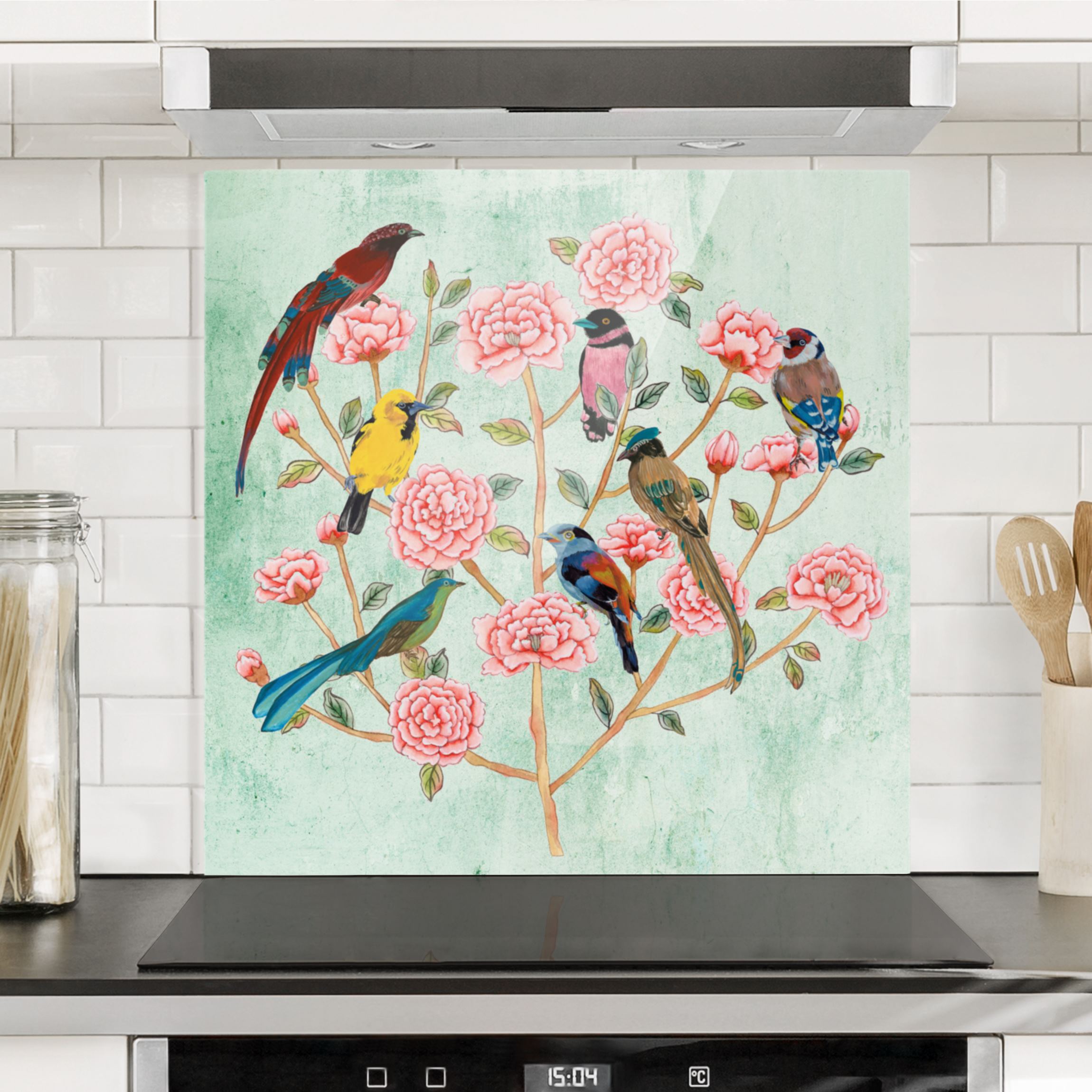 Spritzschutz Chinoiserie Collage in Mint