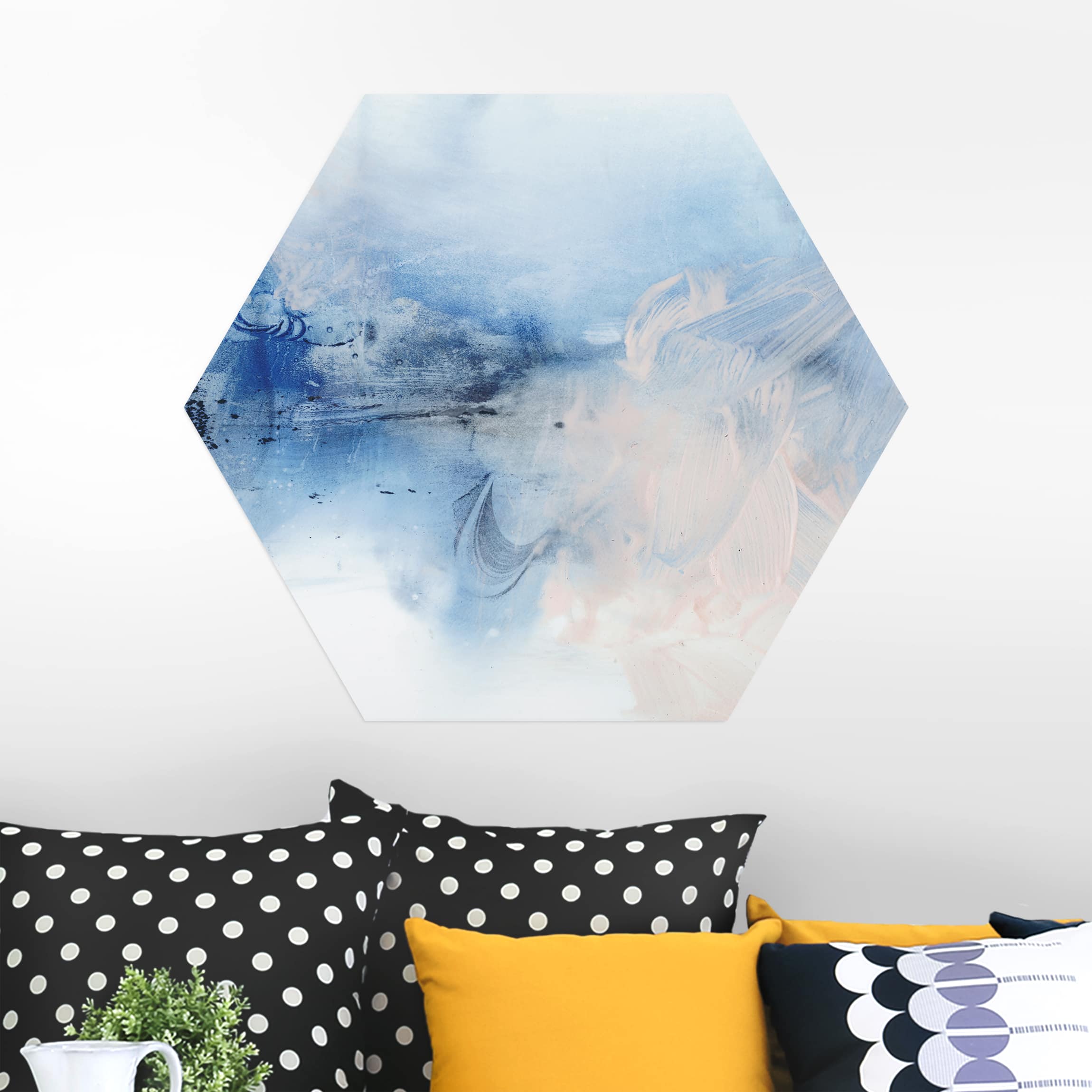 Hexagon-Alu-Dibond Bild Indigo & Rouge I