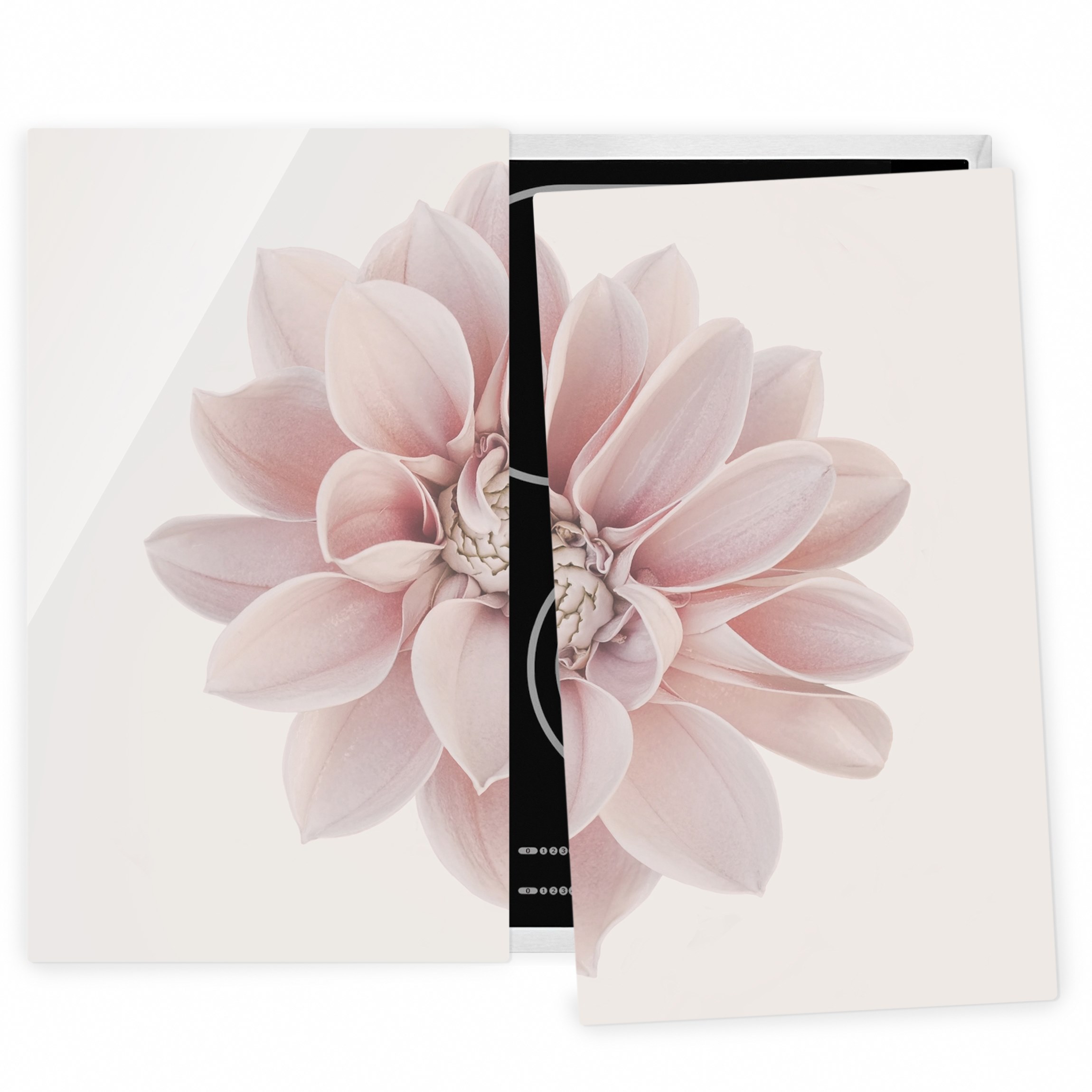 Herdabdeckplatte Blumen Dahlie Blume Pastell Weiß Rosa