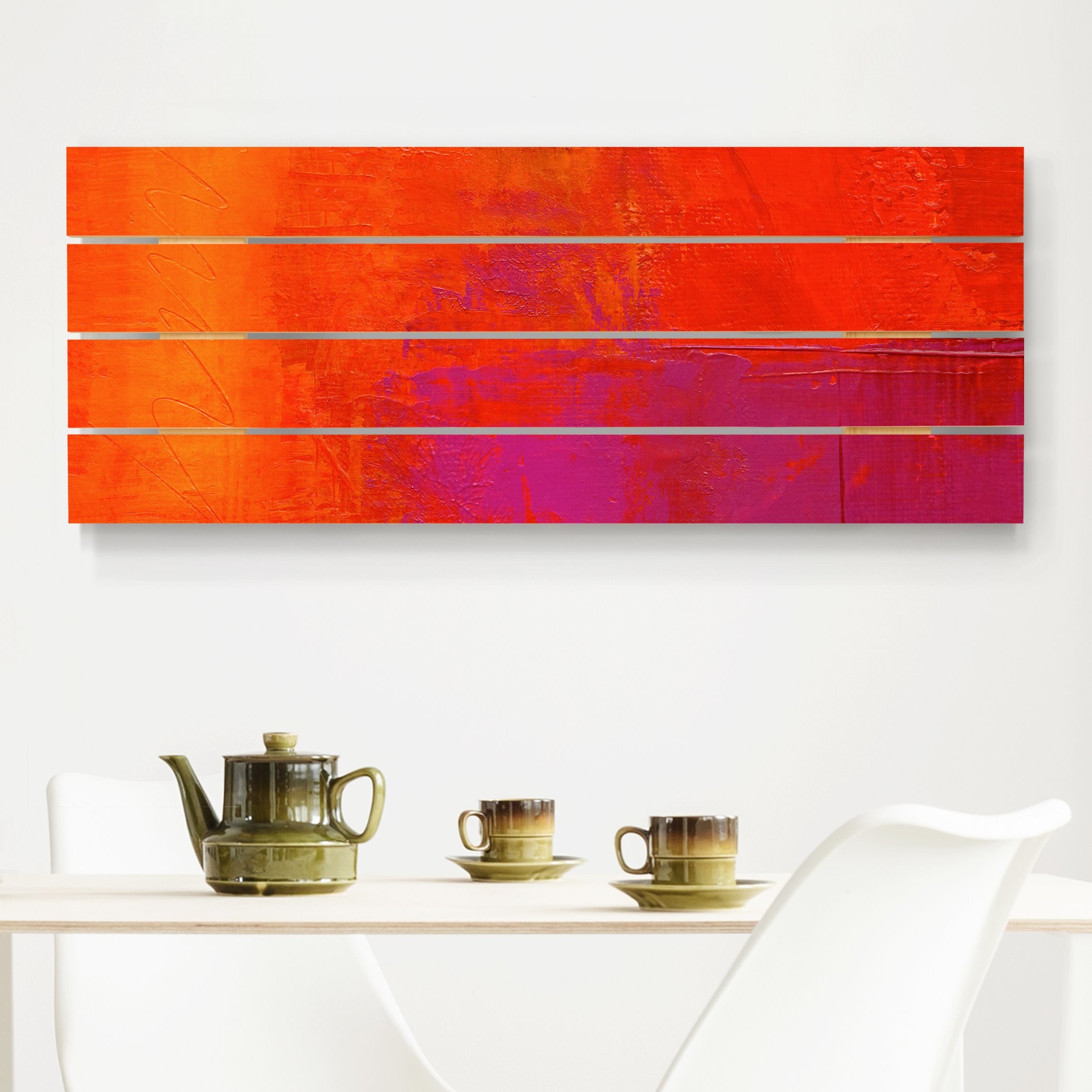 Holzbild Plankenoptik - Panorama Magenta Energy