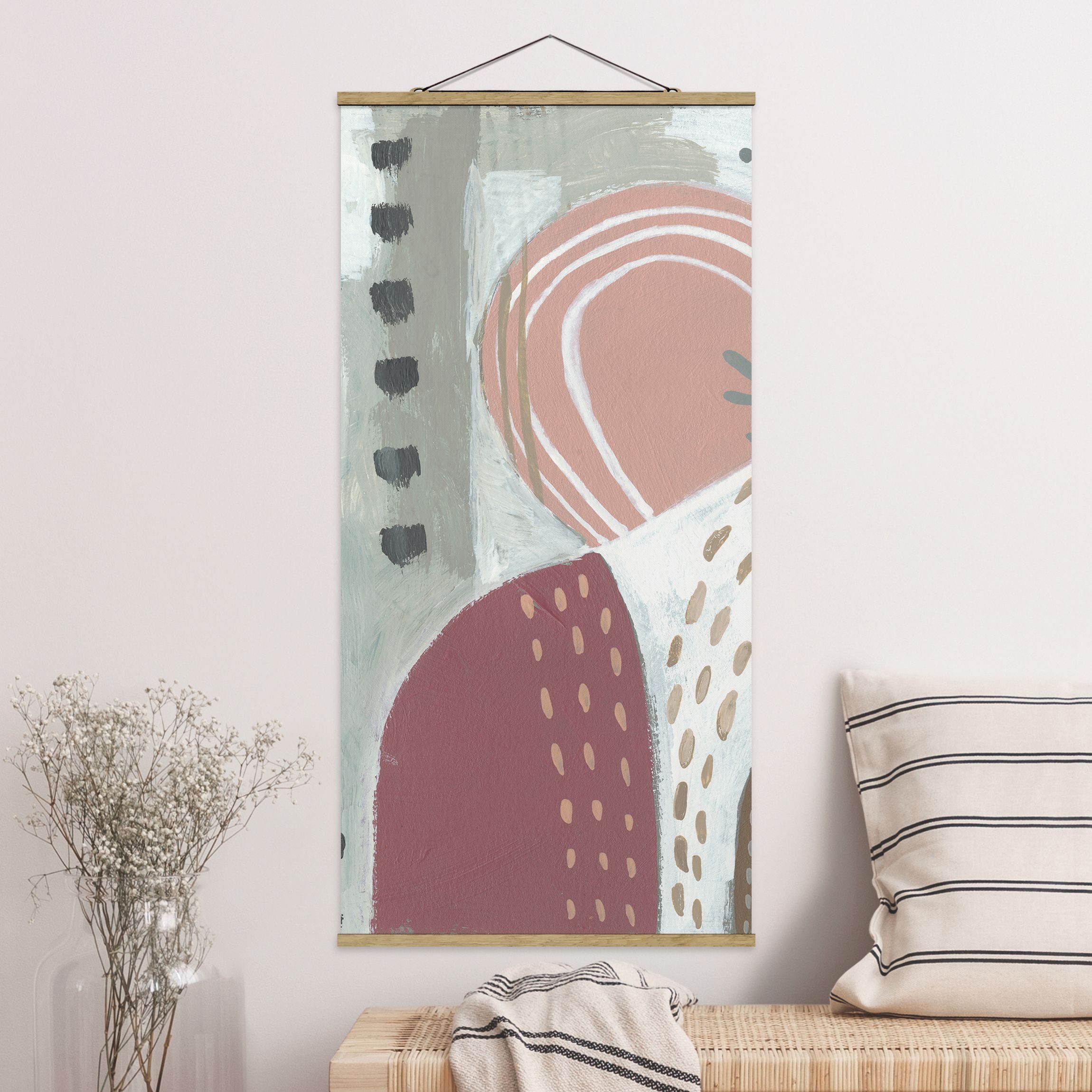 Stoffbild mit Posterleisten Karneval der Formen in Beere I