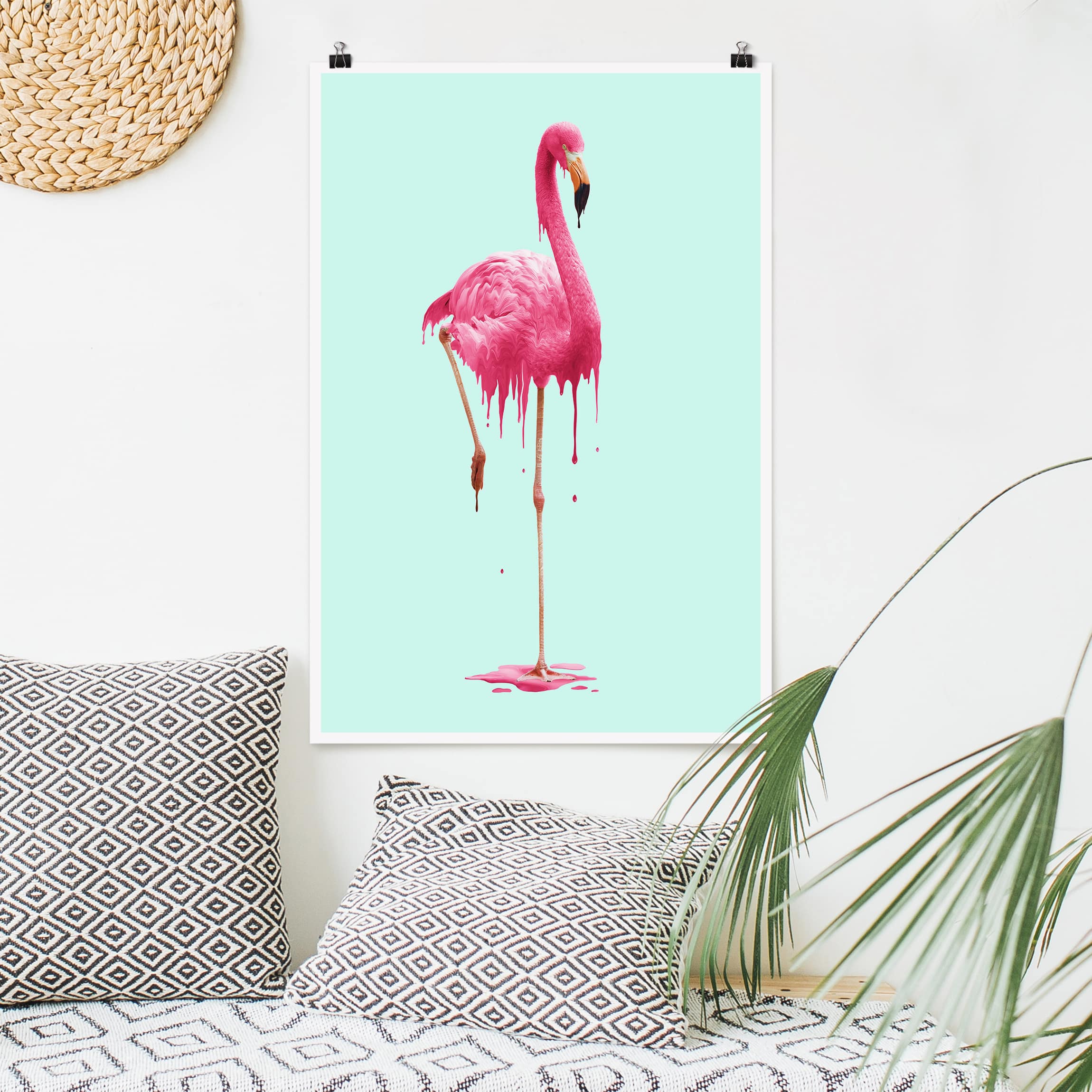 Poster - Hochformat Schmelzender Flamingo