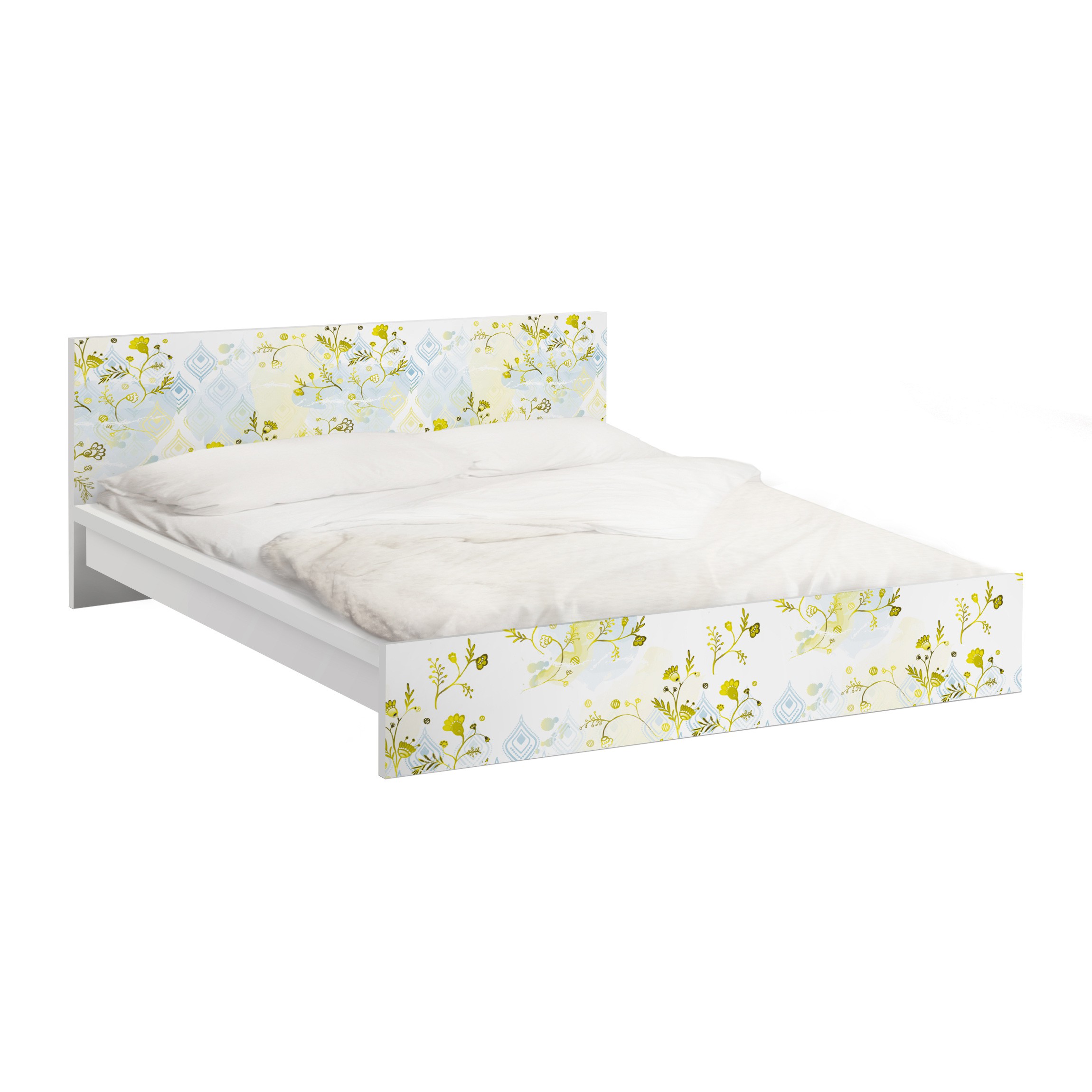 Möbelfolie für IKEA Malm Bett 140 cm Breite Oase Blumenmuster