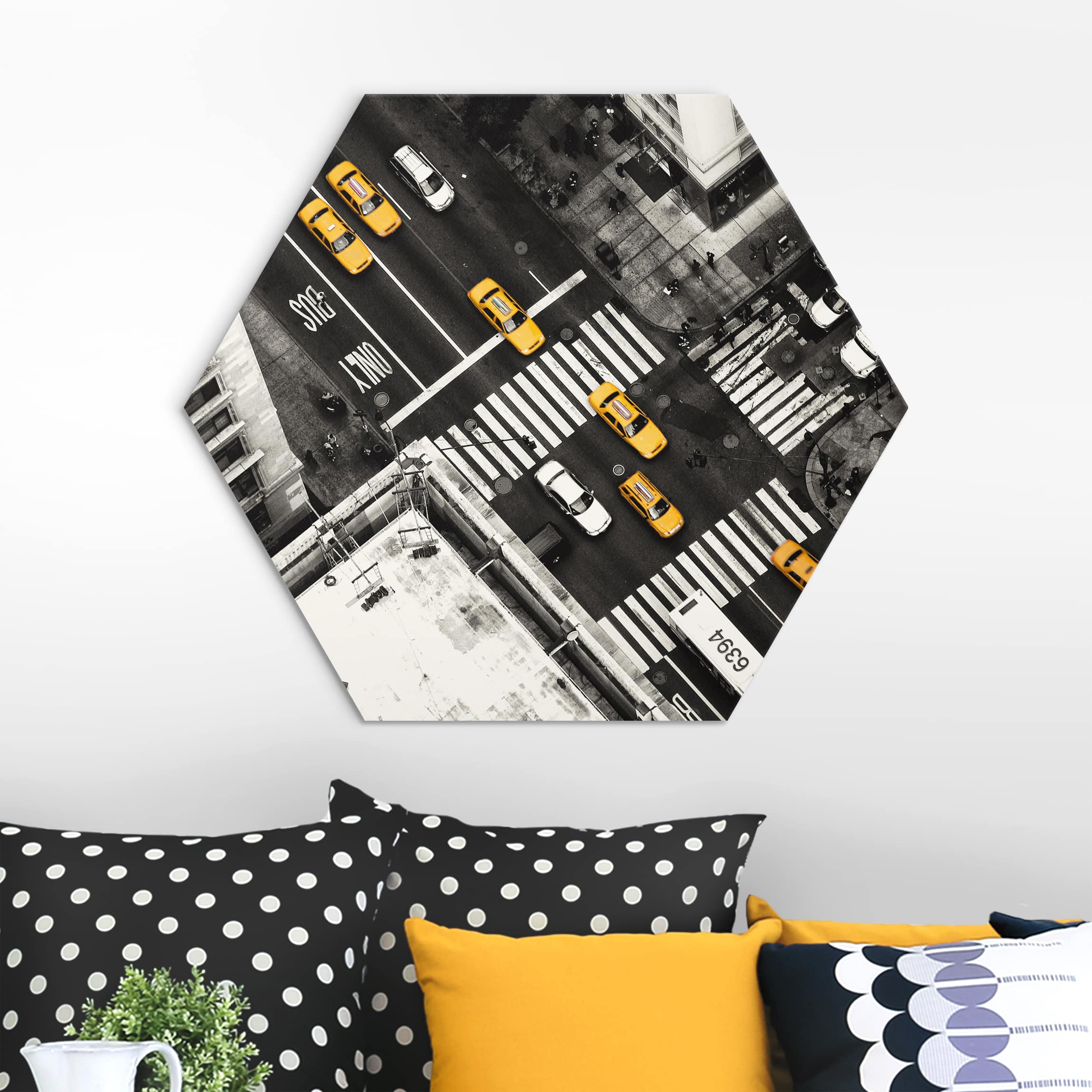 Hexagon-Alu-Dibond Bild New York City Cabs