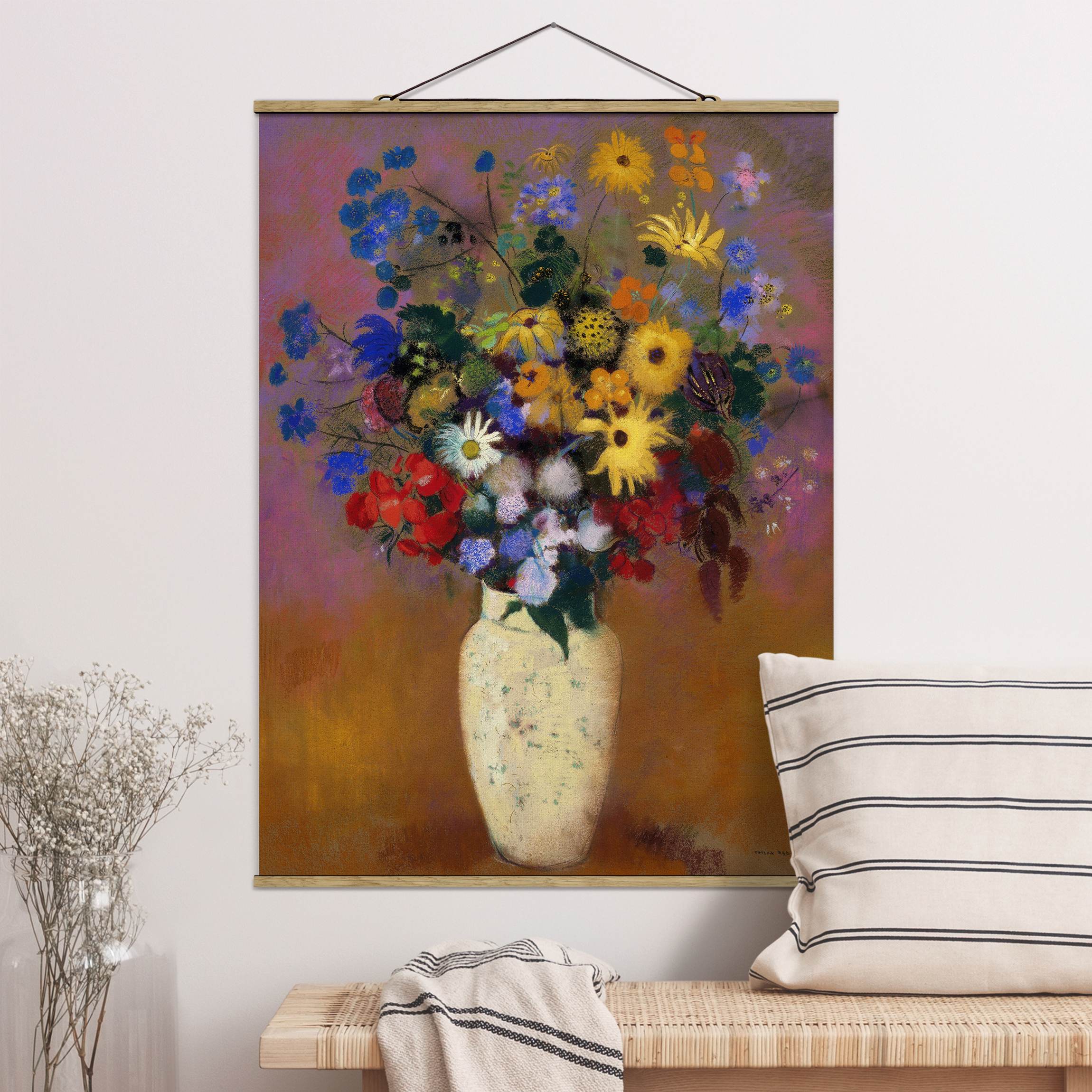 Stoffbild - Hochformat Odilon Redon - Blumen in einer Vase
