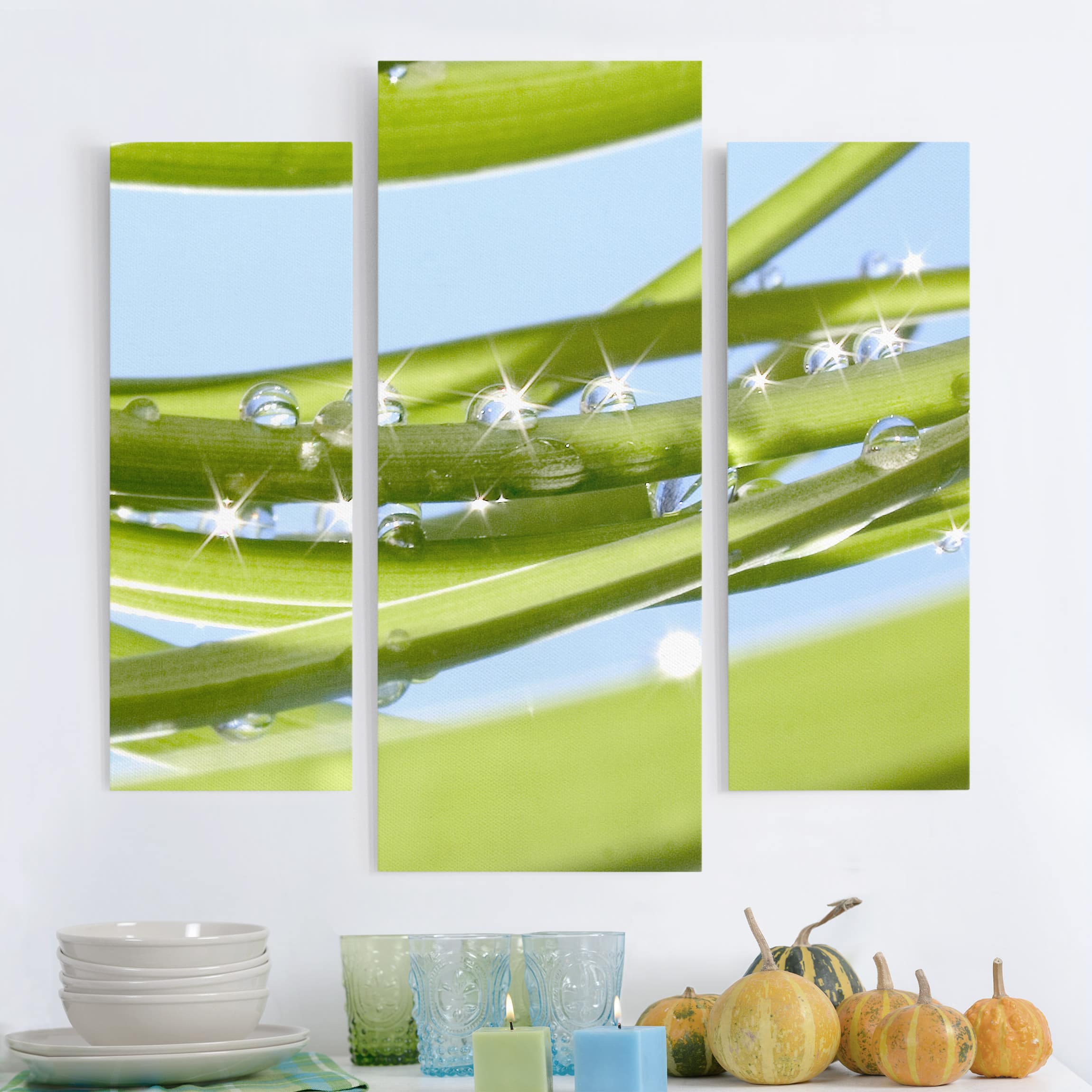 3-teiliges Leinwandbild Blumen Fresh Green