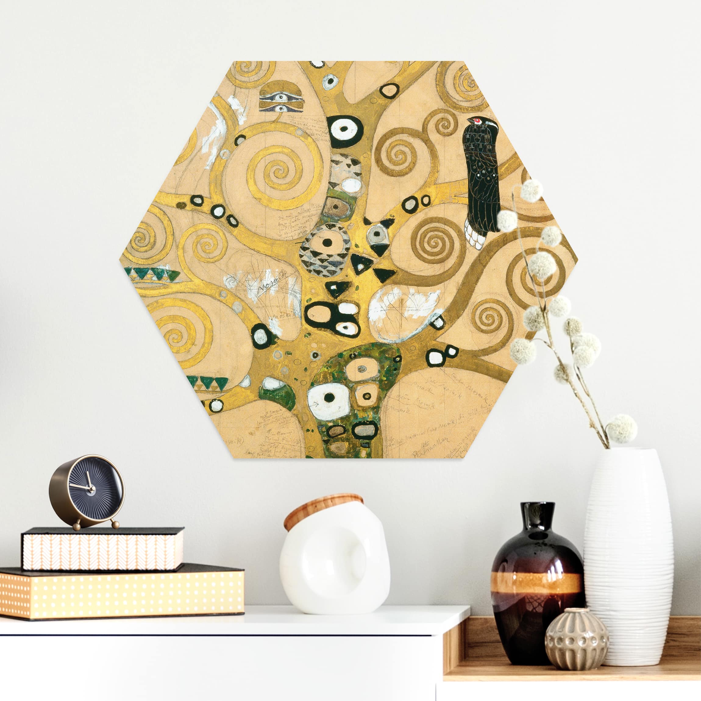 Hexagon-Alu-Dibond Bild Gustav Klimt - Der Lebensbaum
