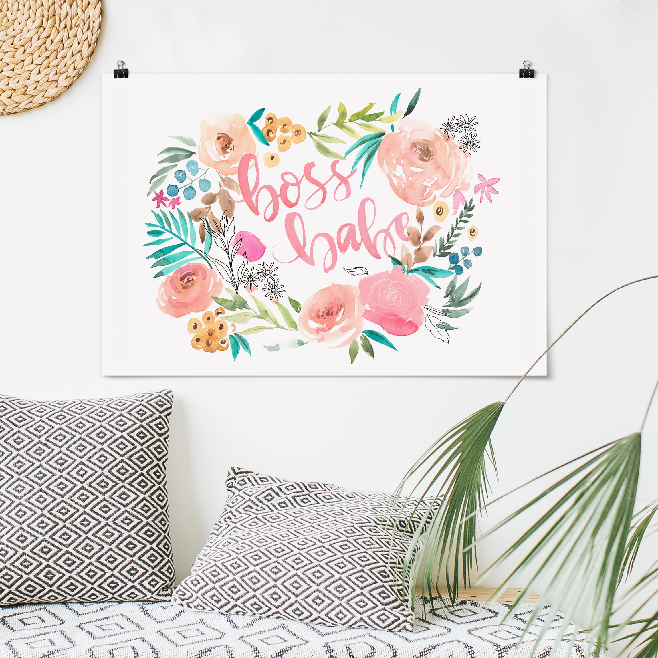 Poster - Querformat Rosa Blüten - Boss Babe