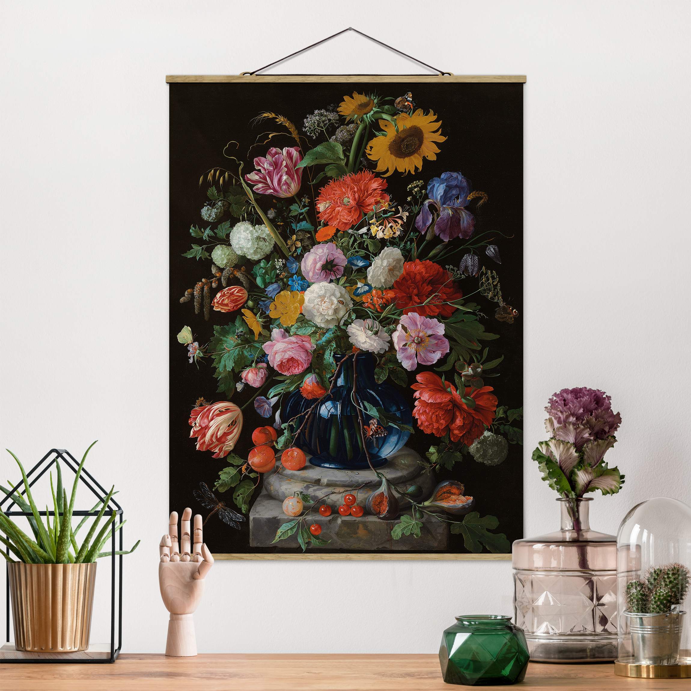 Stoffbild - Hochformat Jan Davidsz de Heem - Glasvase mit Blumen