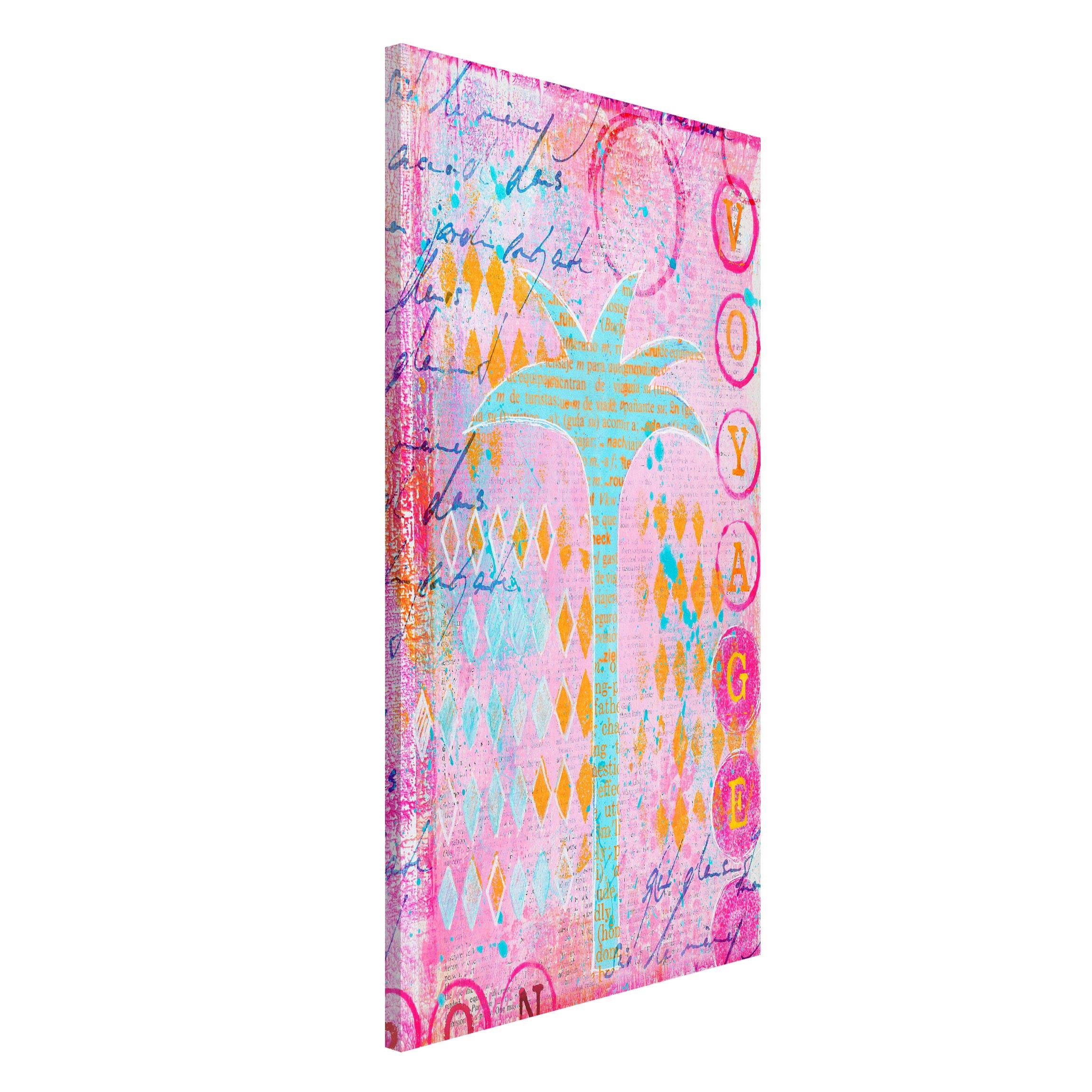Magnettafel - Hochformat 3:4 Bunte Collage - Bon Voyage mit Palme