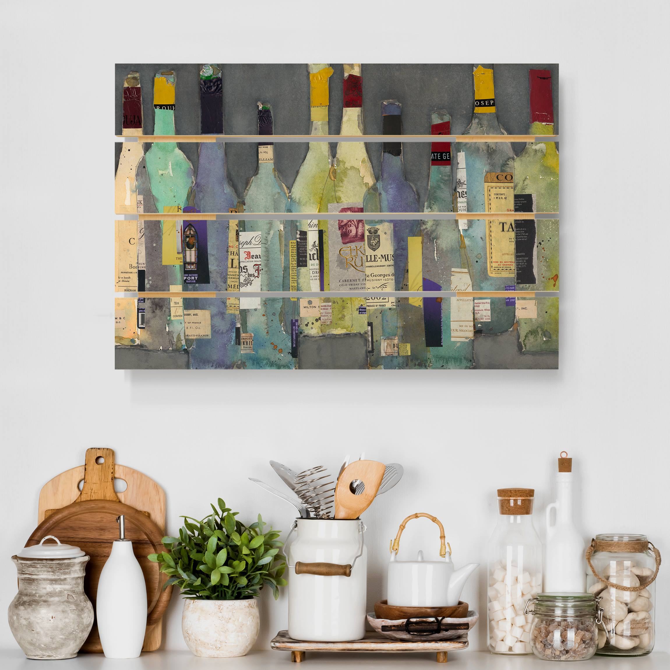 Holzbild Plankenoptik - Querformat Entkorkt - Spirituosen