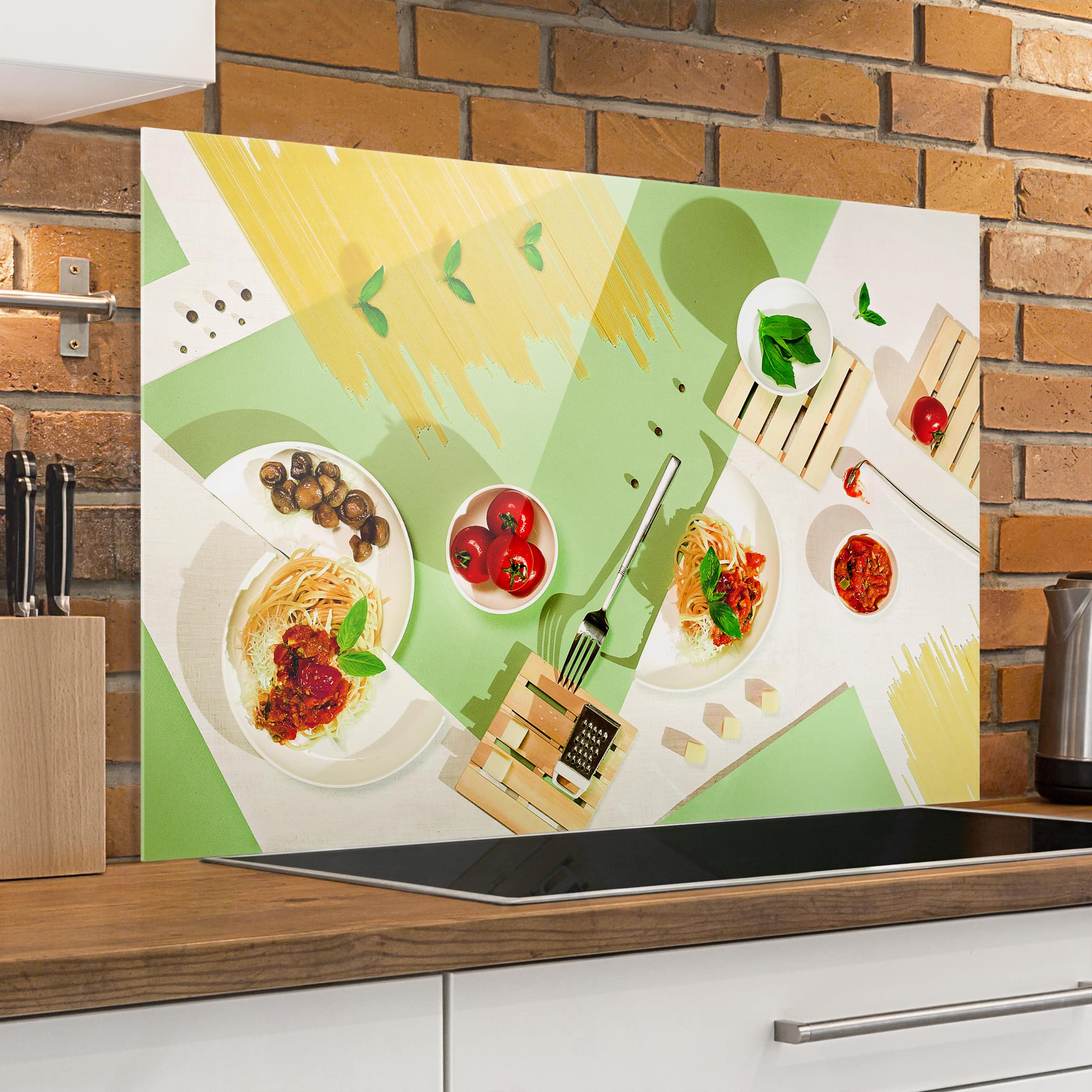 Glas Spritzschutz - Querformat 3:2 Geometrie in der Küche