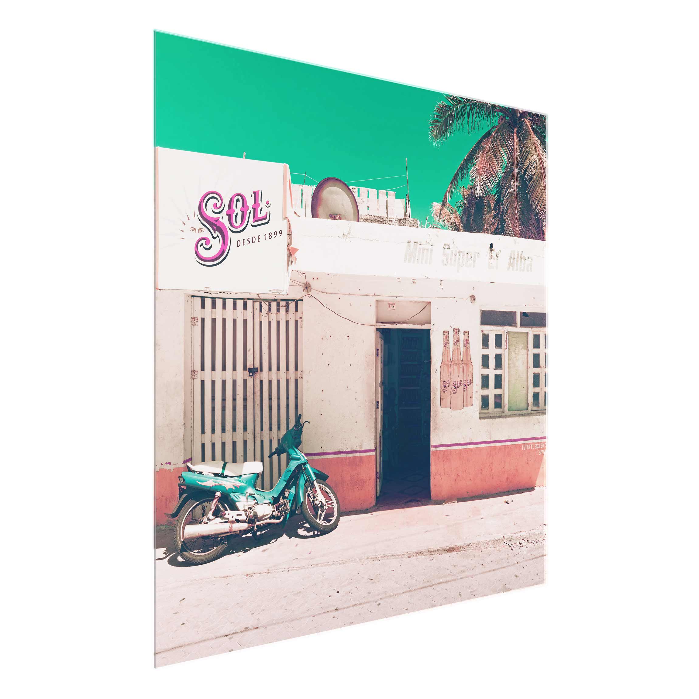 Glasbild - Quadrat Mini Supermarkt Vintage