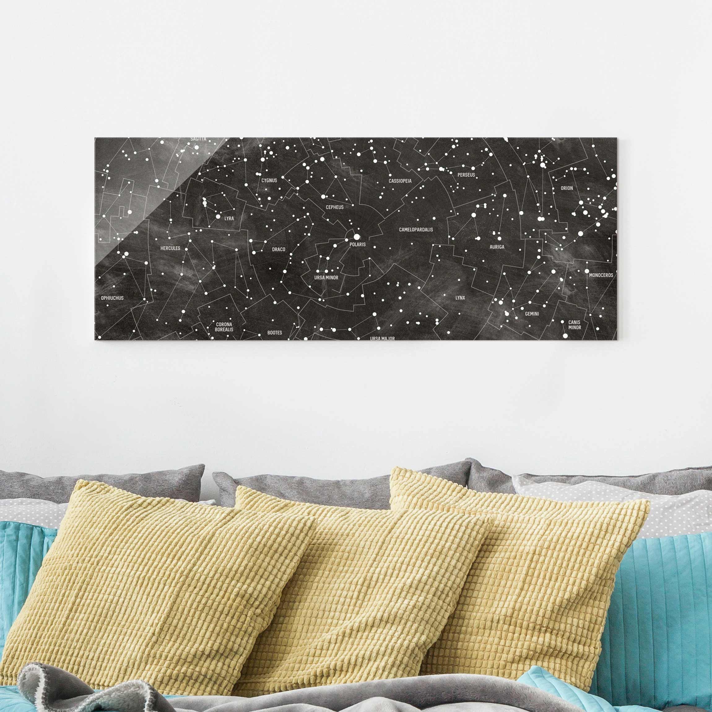 Glasbild - Panorama Sternbild Karte Tafeloptik