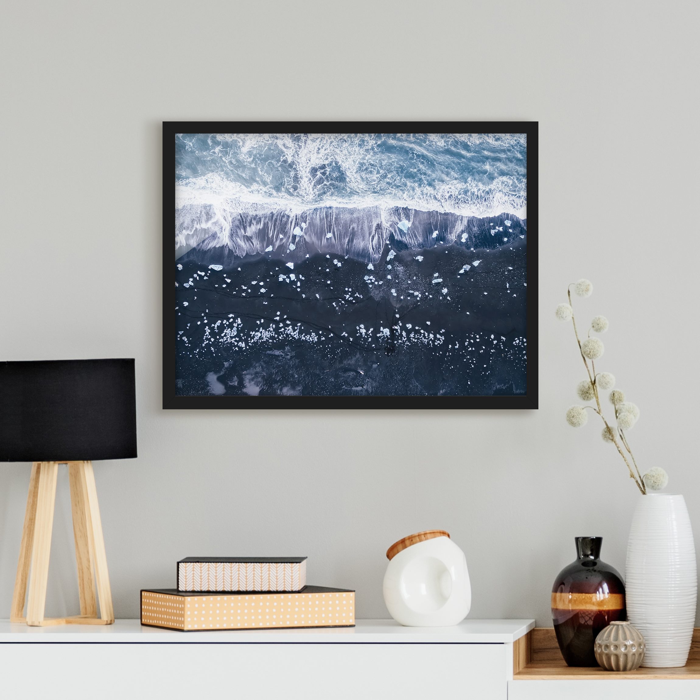 Bild mit Rahmen - Querformat Luftbild - Jökulsárlón in Island