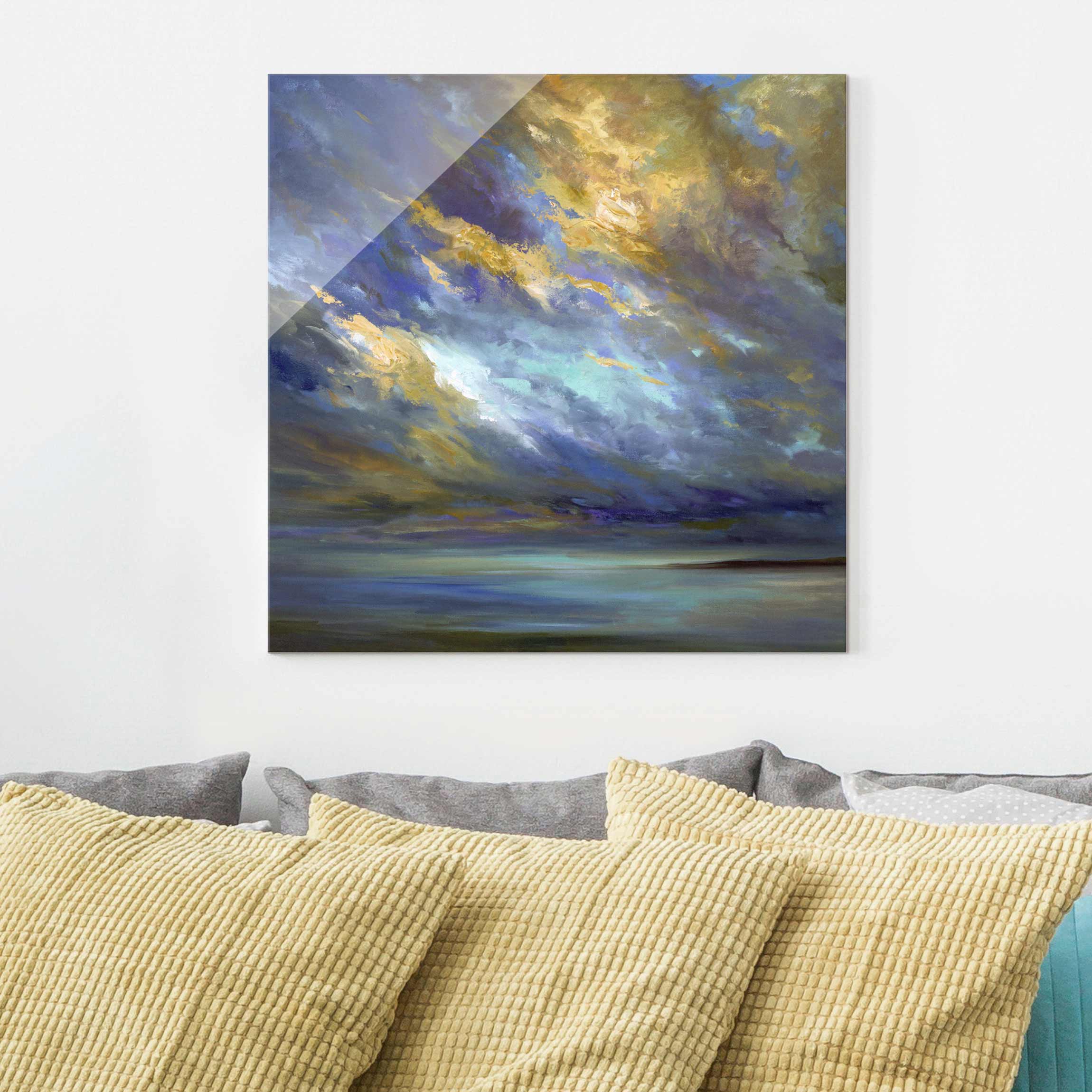 Glasbild - Quadrat Himmel über Küste