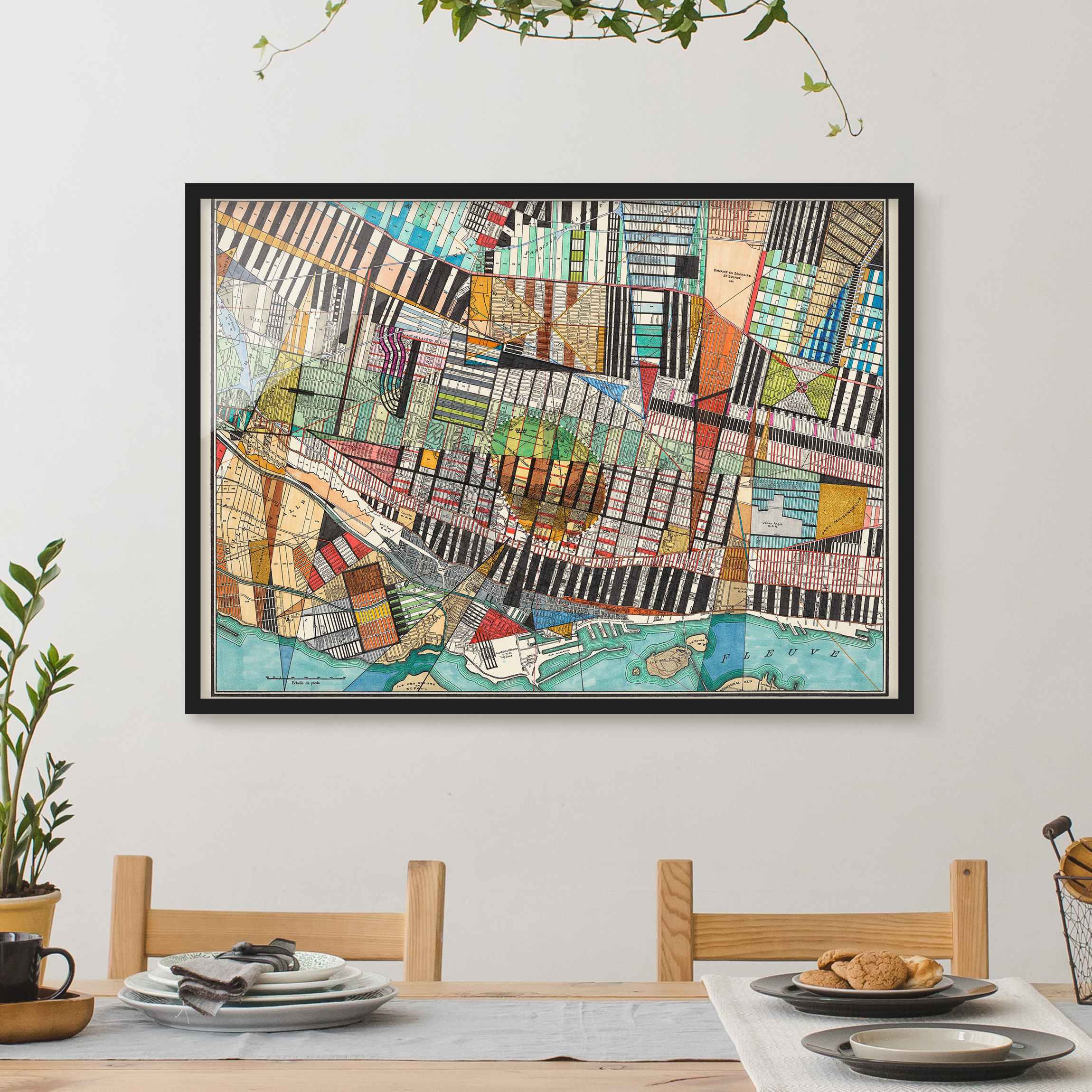 Bild mit Rahmen - Querformat Moderne Karte von Montreal