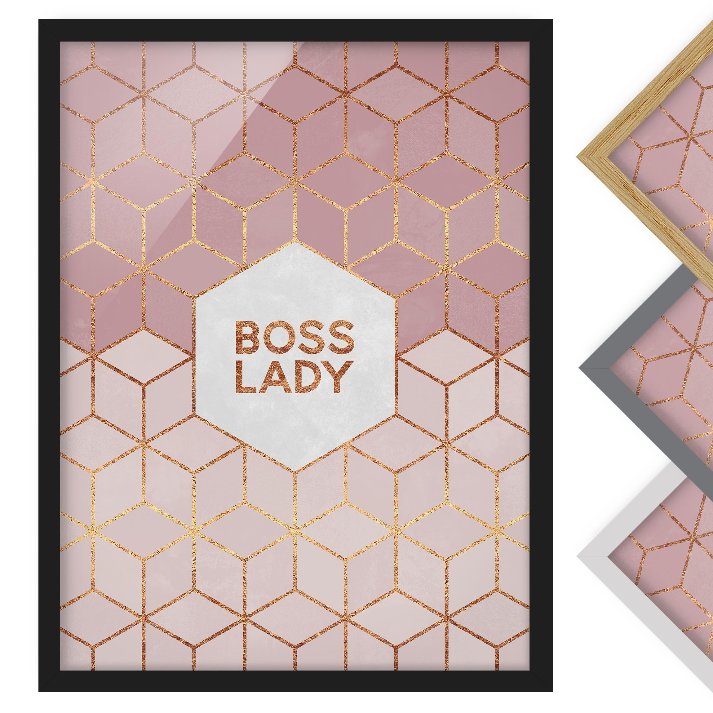 Gerahmtes Bild Boss Lady Sechsecke Rosa