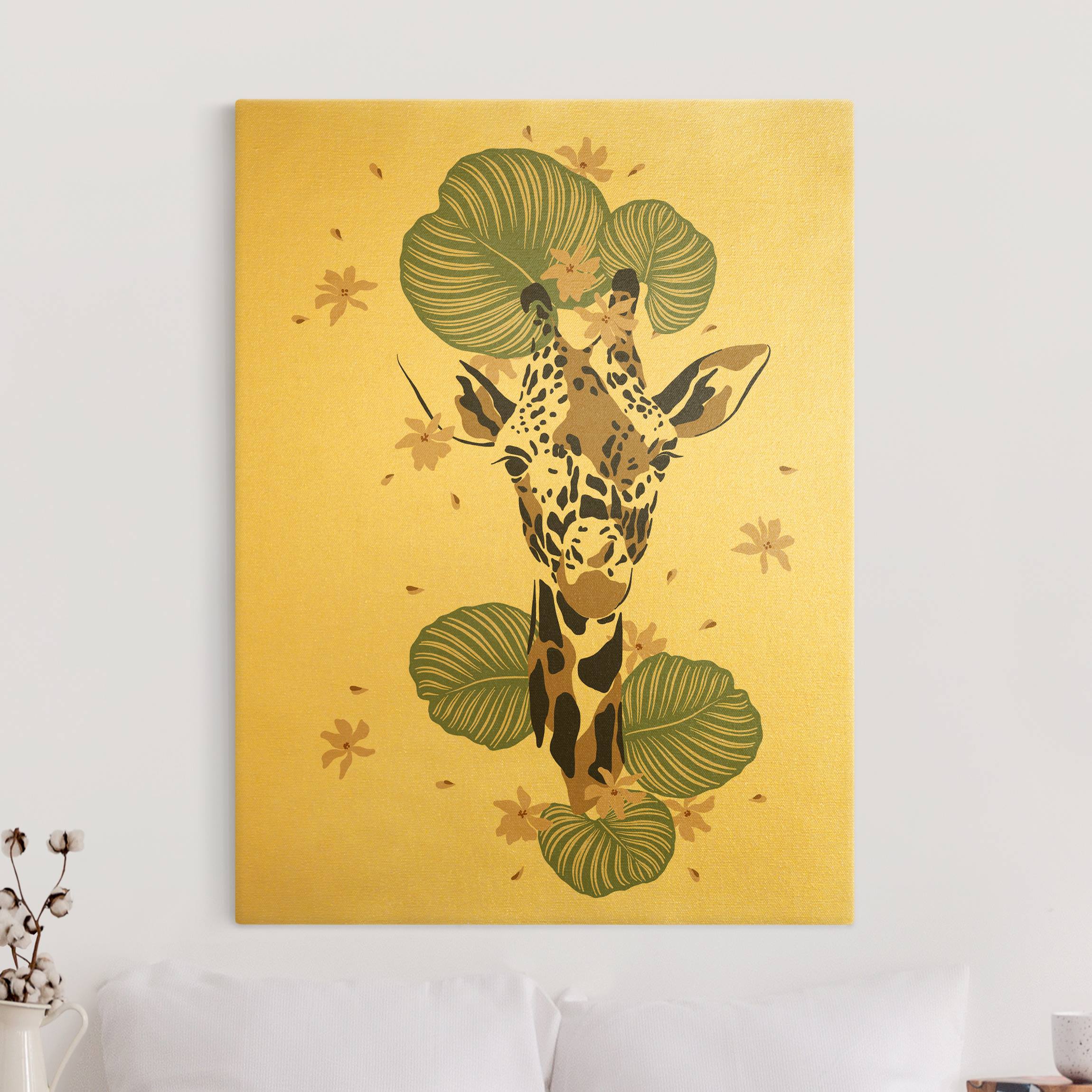 Leinwandbild Gold Safari Tiere - Portrait Giraffe