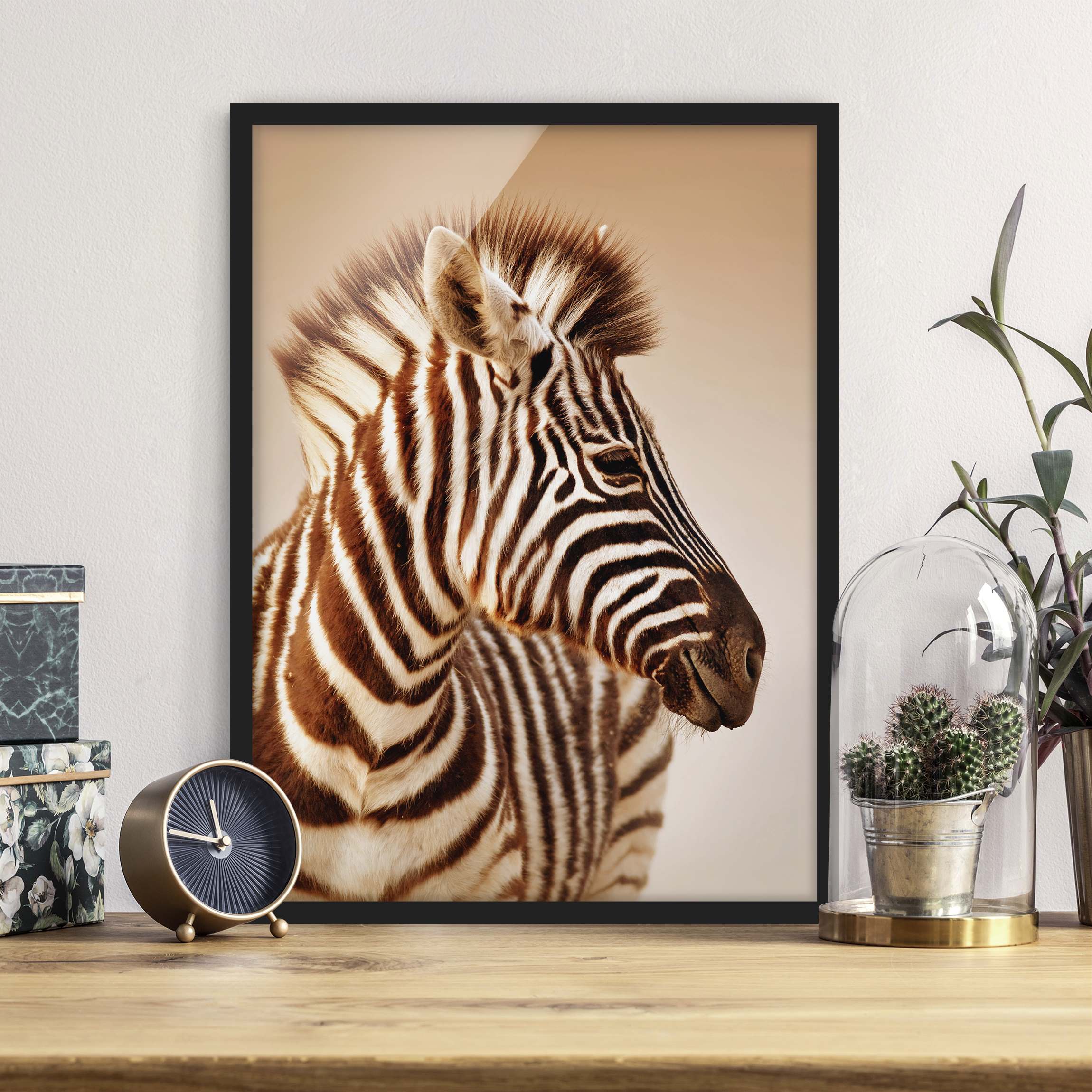 Bild mit Rahmen - Hochformat Zebra Baby Portrait