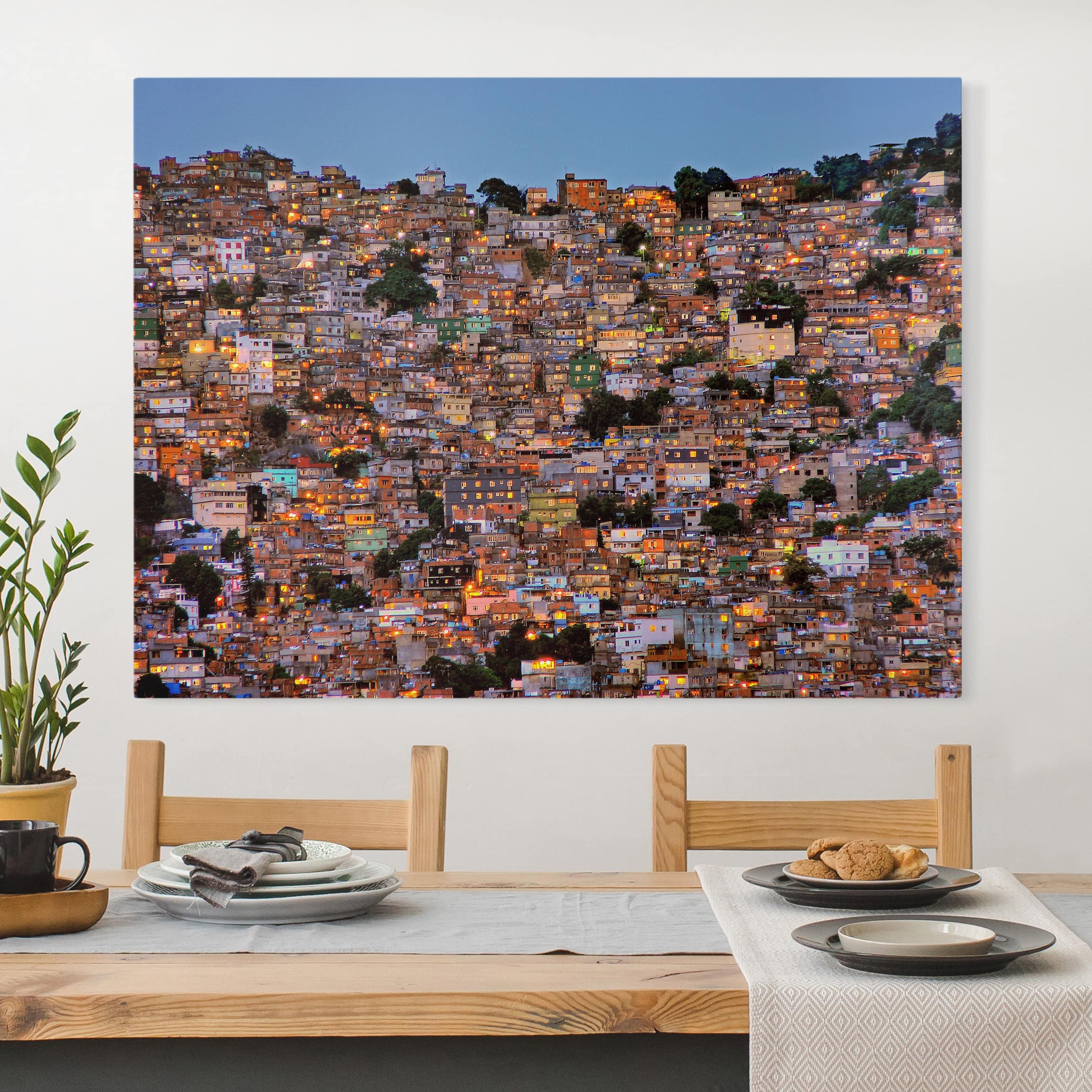 Leinwandbild - Querformat Rio de Janeiro Favela Sonnenuntergang