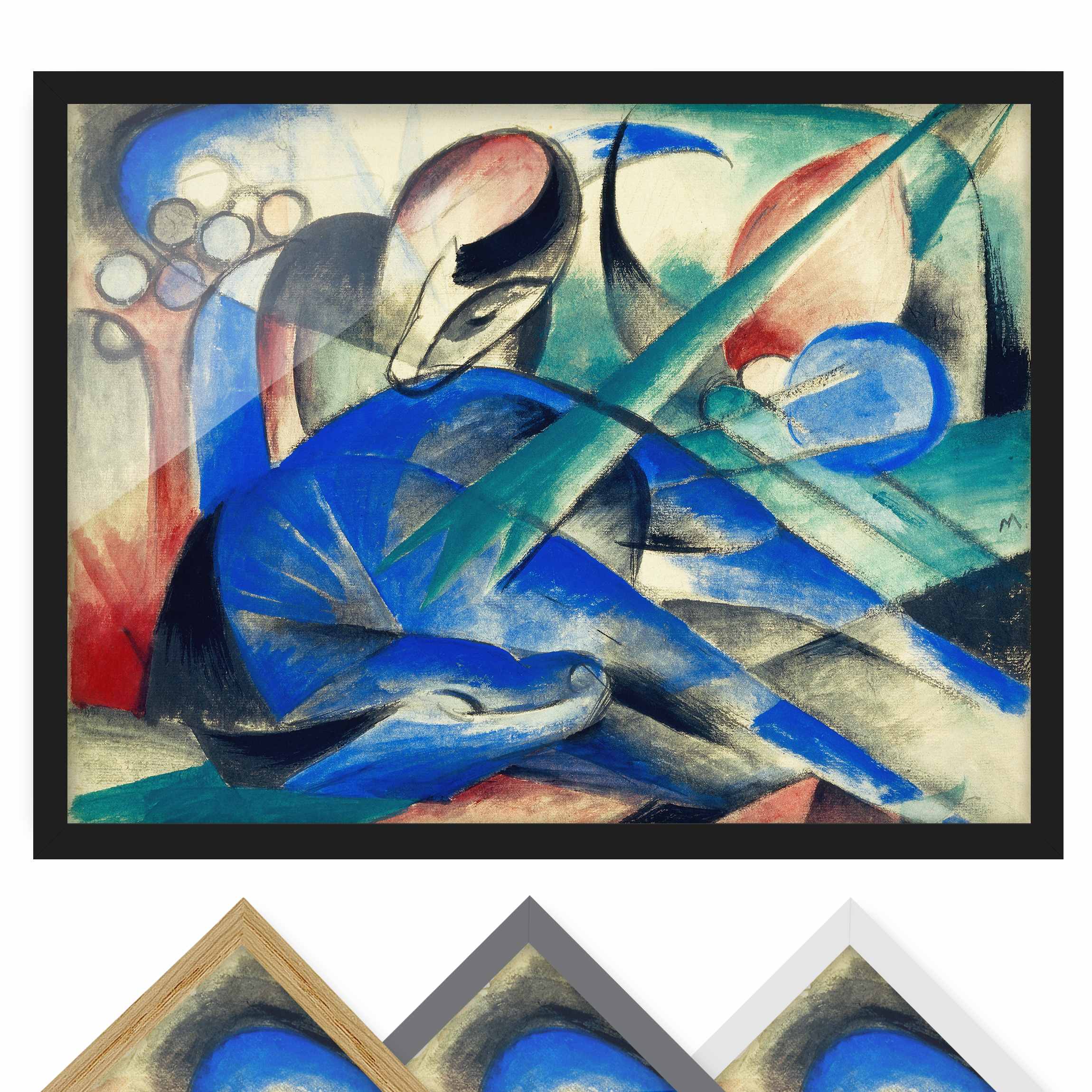 Kunstdruck mit Rahmen Franz Marc - Träumendes Pferd