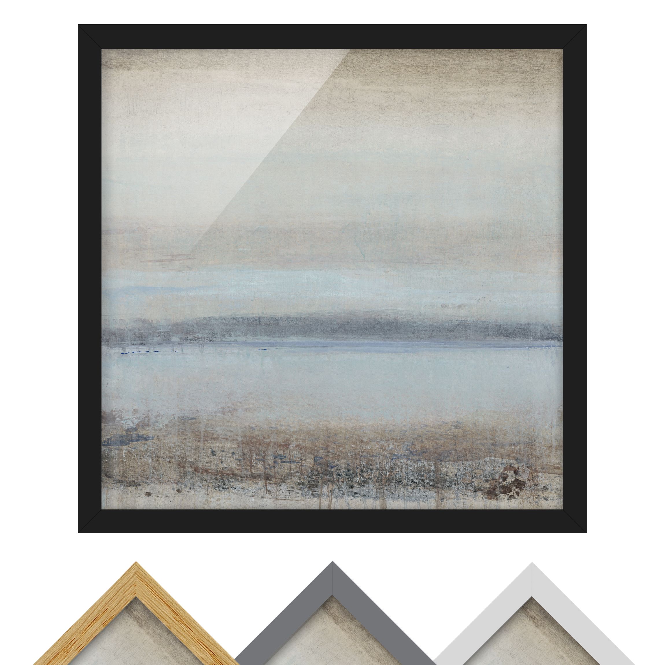 Bild mit Rahmen - Quadrat Horizont über Blau I