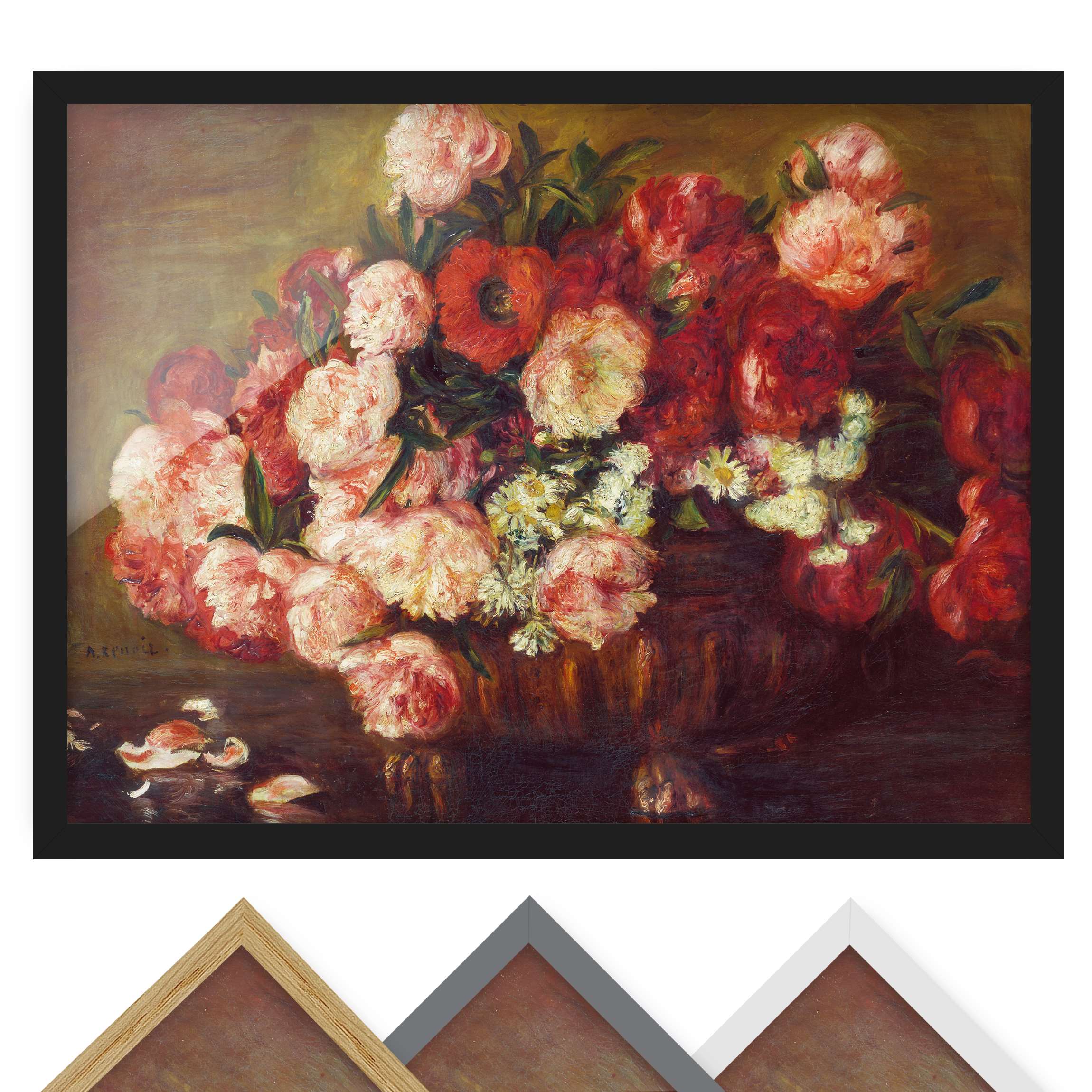 Bild mit Rahmen - Querformat Auguste Renoir - Stillleben mit Pfingstrosen