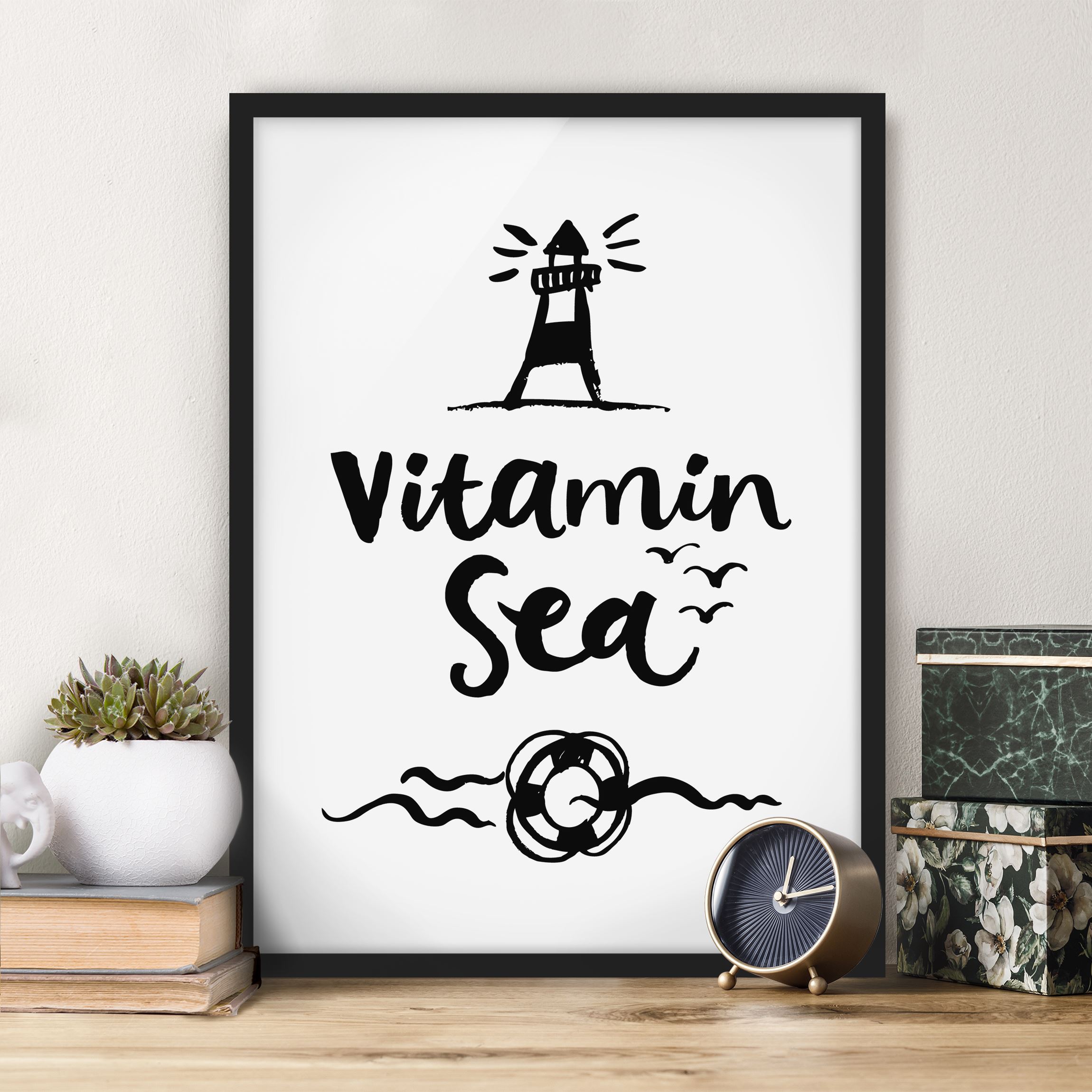 Spruch Bild mit Rahmen Vitamin Sea
