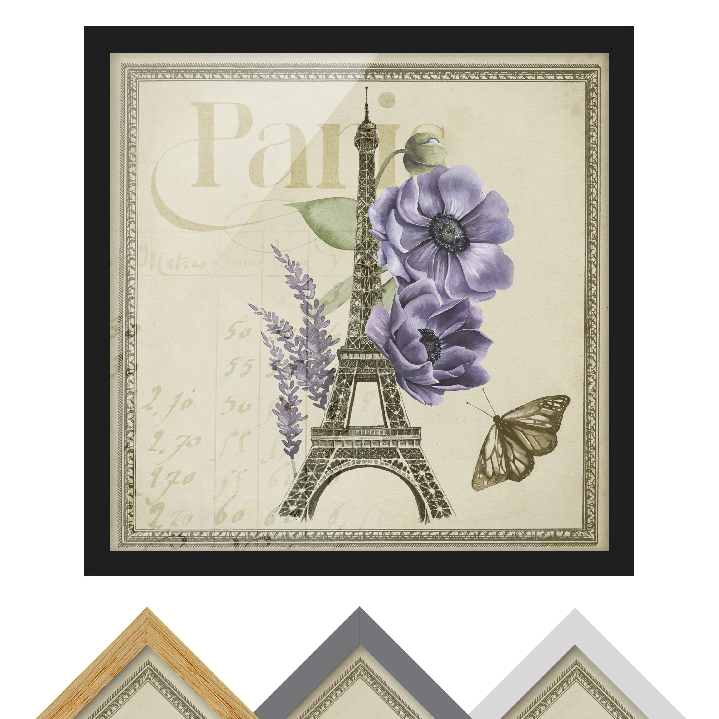 Bild mit Rahmen - Quadrat Paris Collage Eiffelturm
